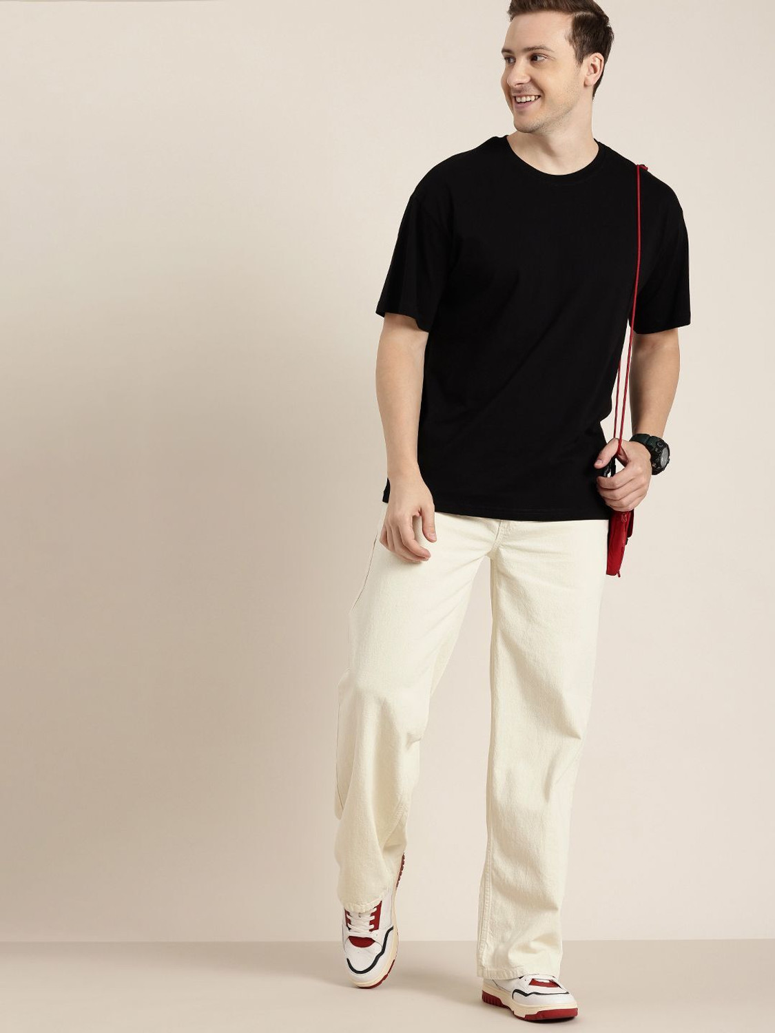 Image of HERE&NOW Loose Fit Men White Jeans