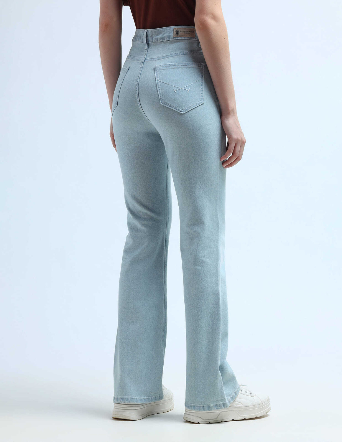 Image of U.S. POLO ASSN. Women Flared High Rise Blue Jeans