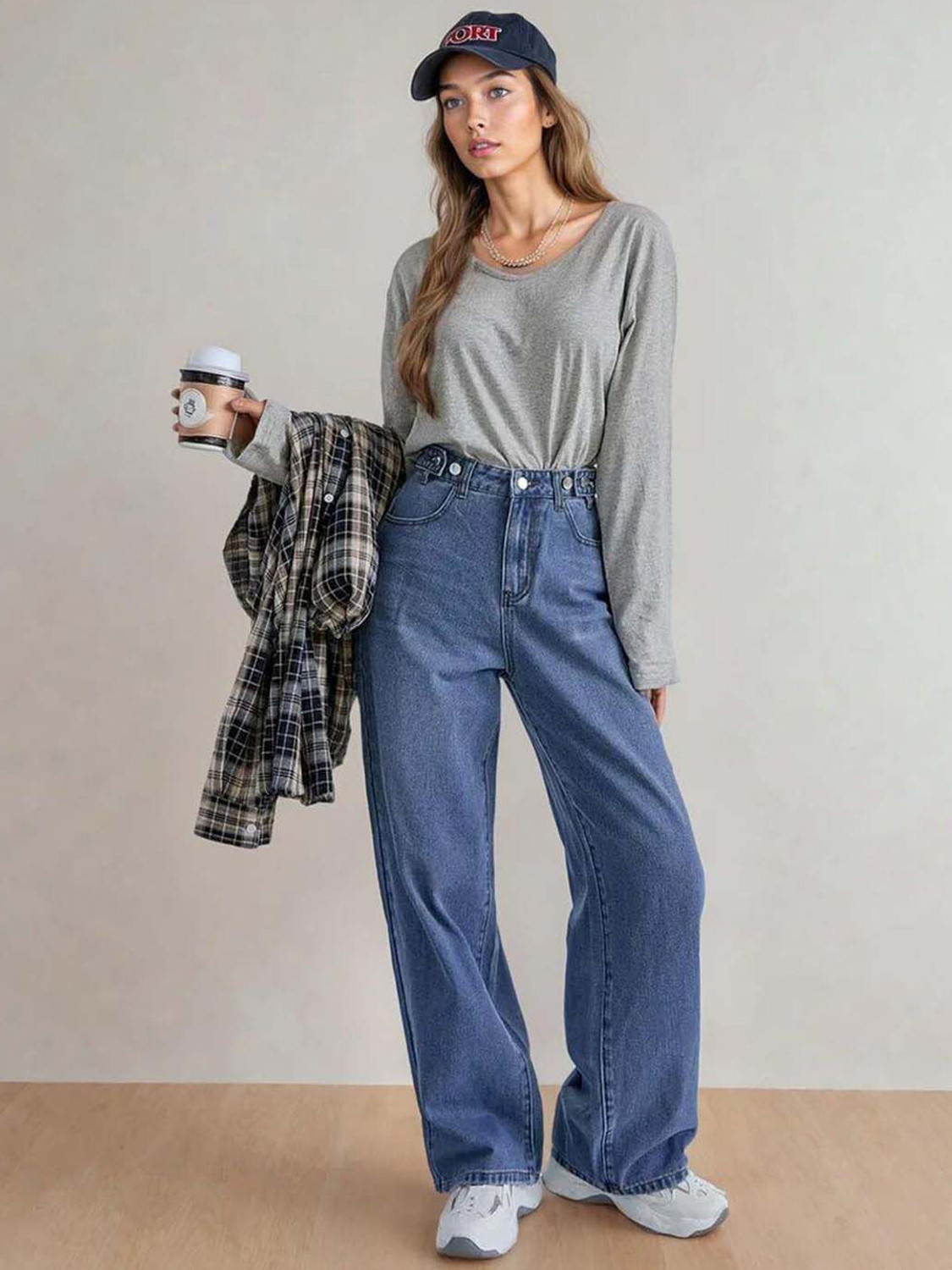 Image of KOTTY Women Boyfriend High Rise Blue Jeans