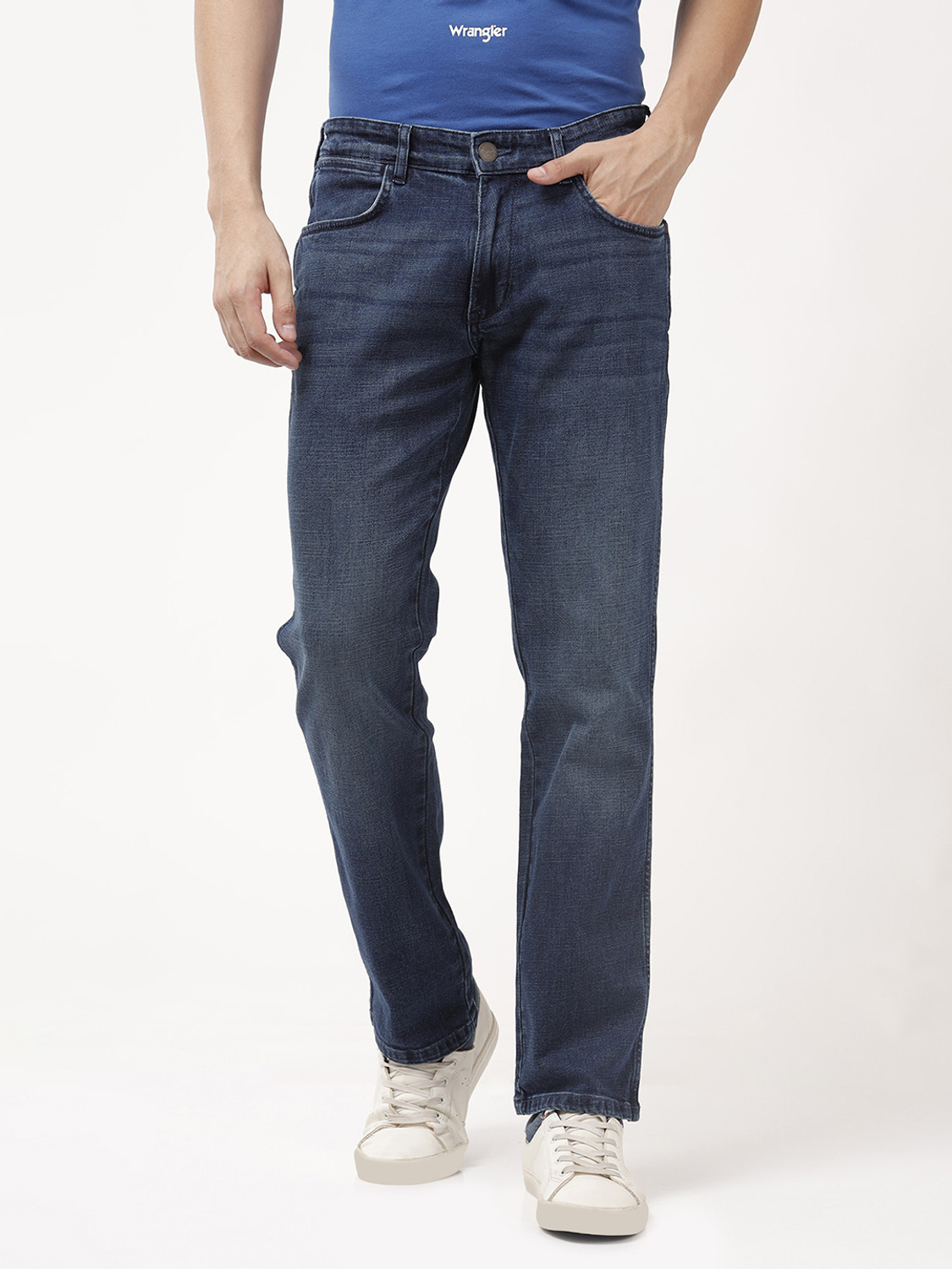 Image of Wrangler Regular Men Blue Jeans