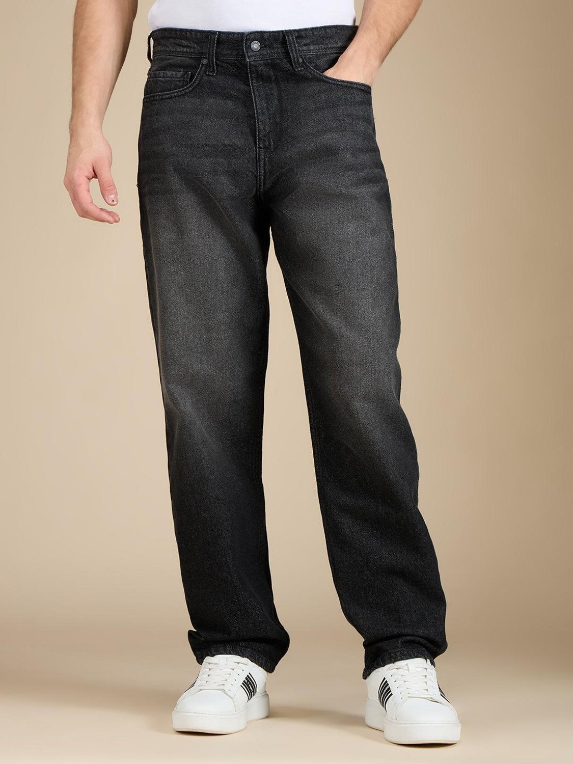 Image of Pepe Jeans Relaxed Fit Men Black Jeans