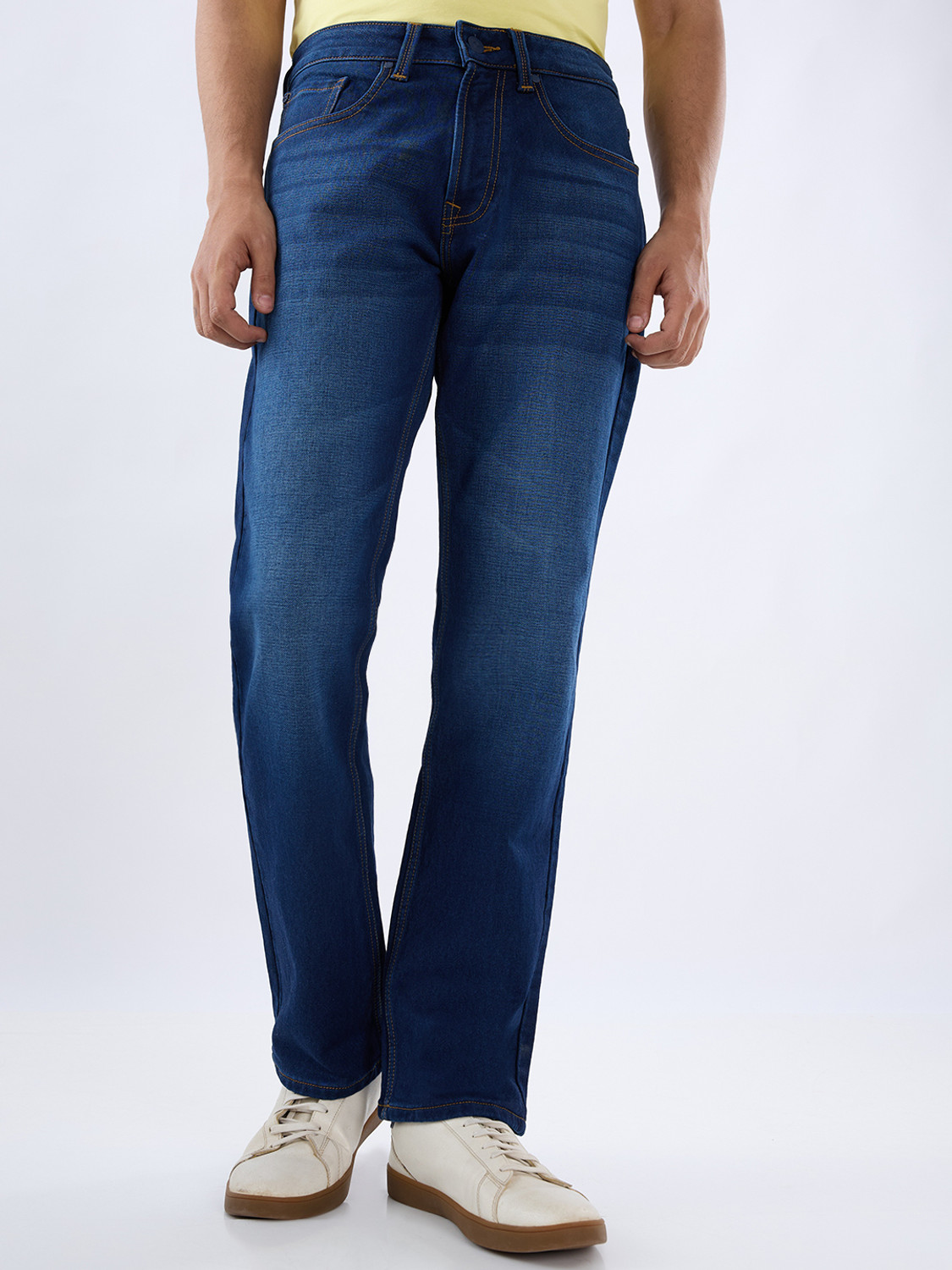 Image of Spykar Relaxed Fit Men Dark Blue Jeans