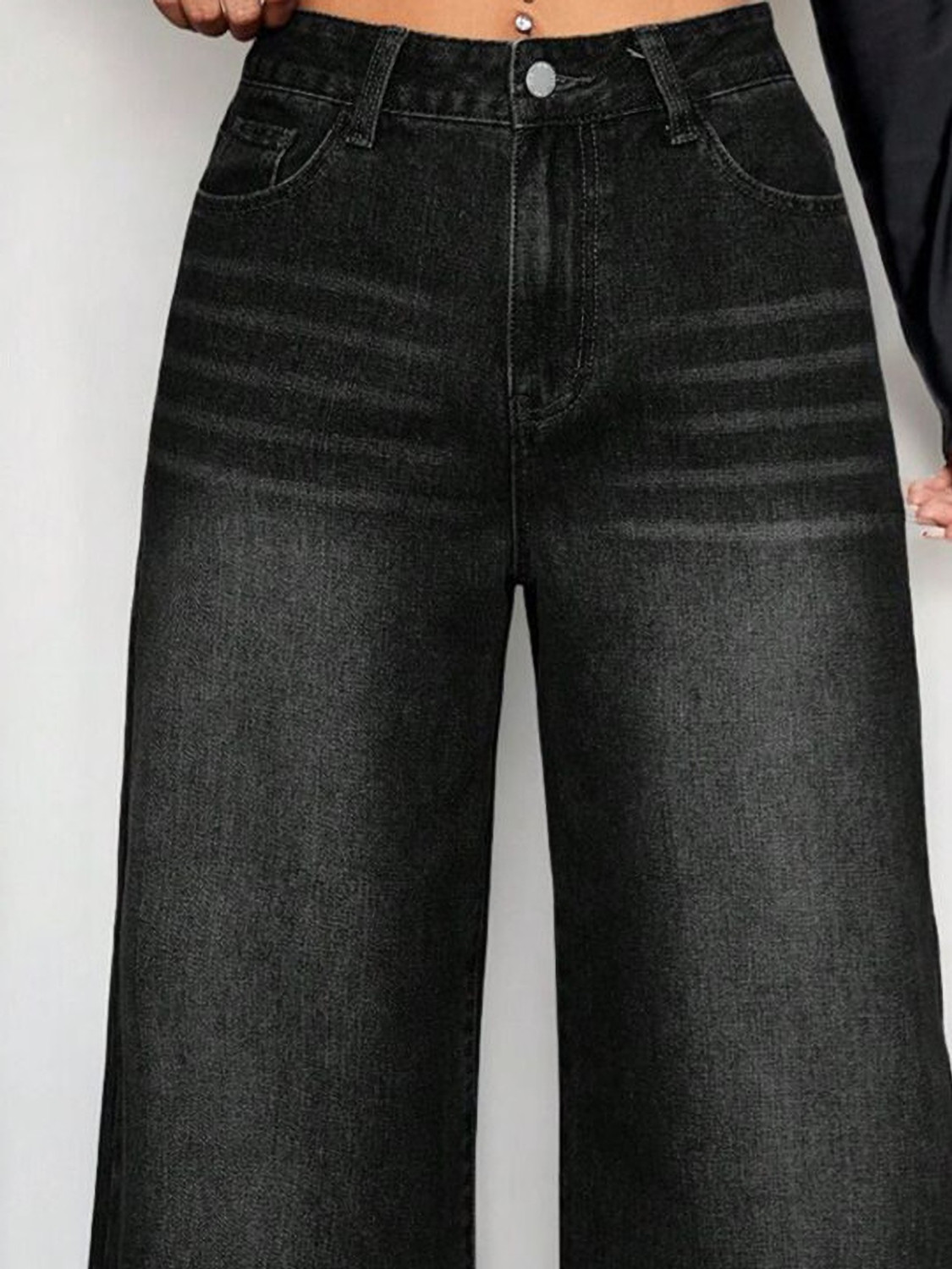 Image of ADIANADI Wide Leg Women Black Jeans