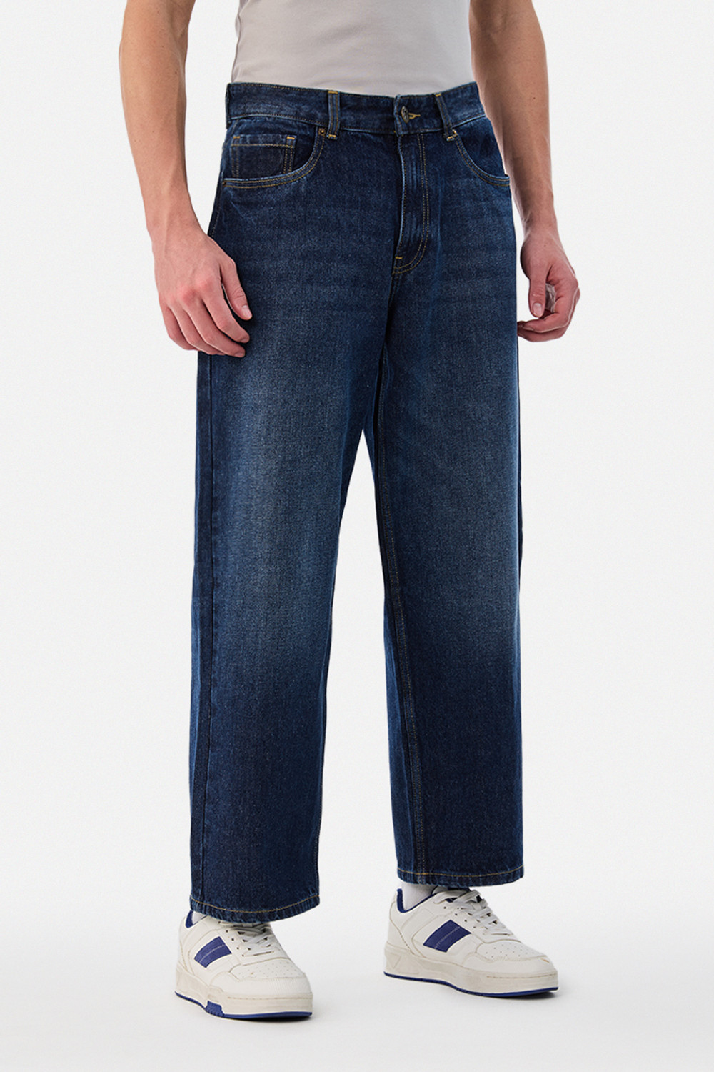 Image of Snitch Relaxed Fit Men Dark Blue Jeans