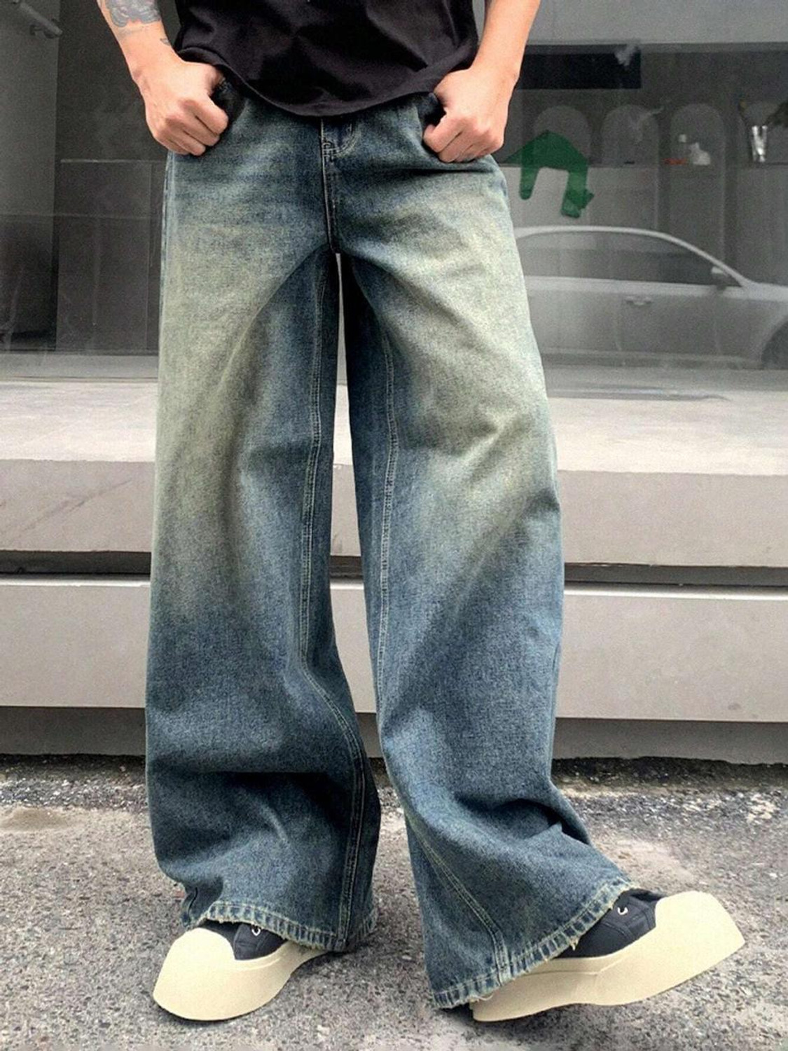 Image of HUNTER & HAYES Baggy Fit Men Light Green Jeans