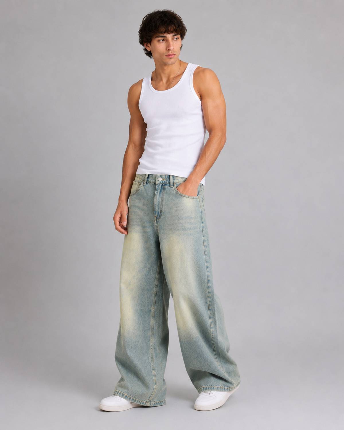 DAHZ Baggy Fit Men Blue Jeans - Image 4