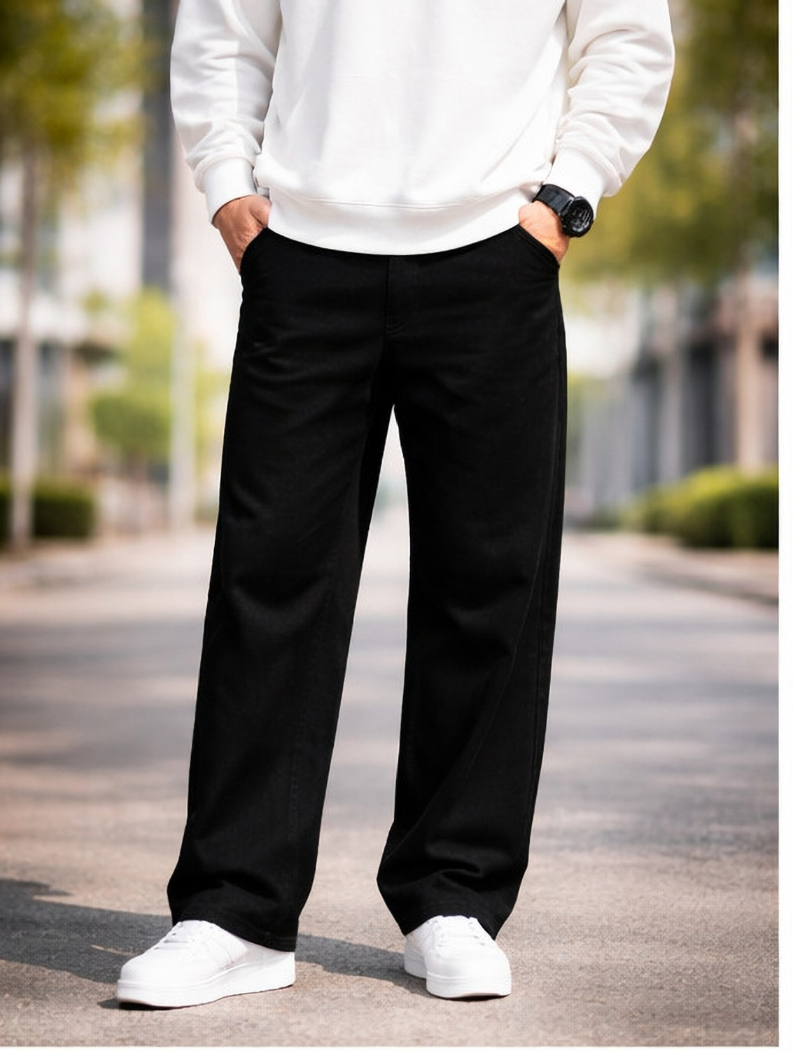 Image of HIGH DENIM Straight Fit Men Black Jeans