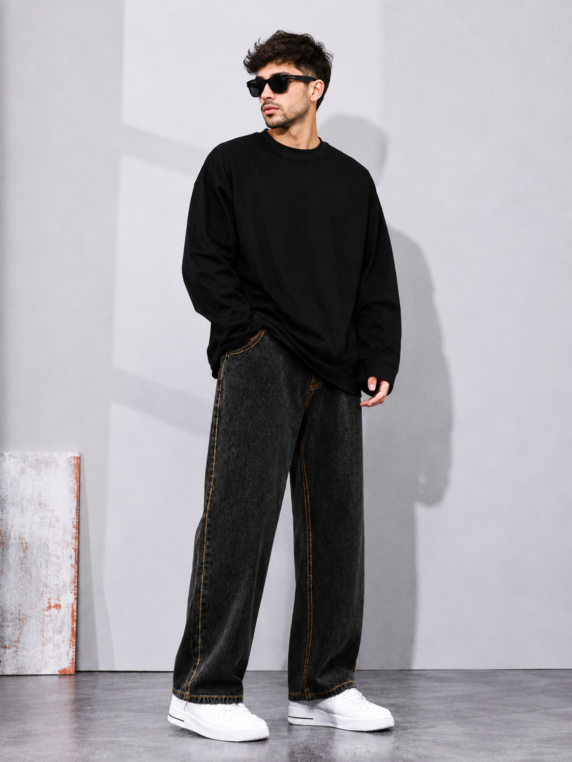 Image of DENIM LOOK Loose Fit Men Dark Grey Jeans