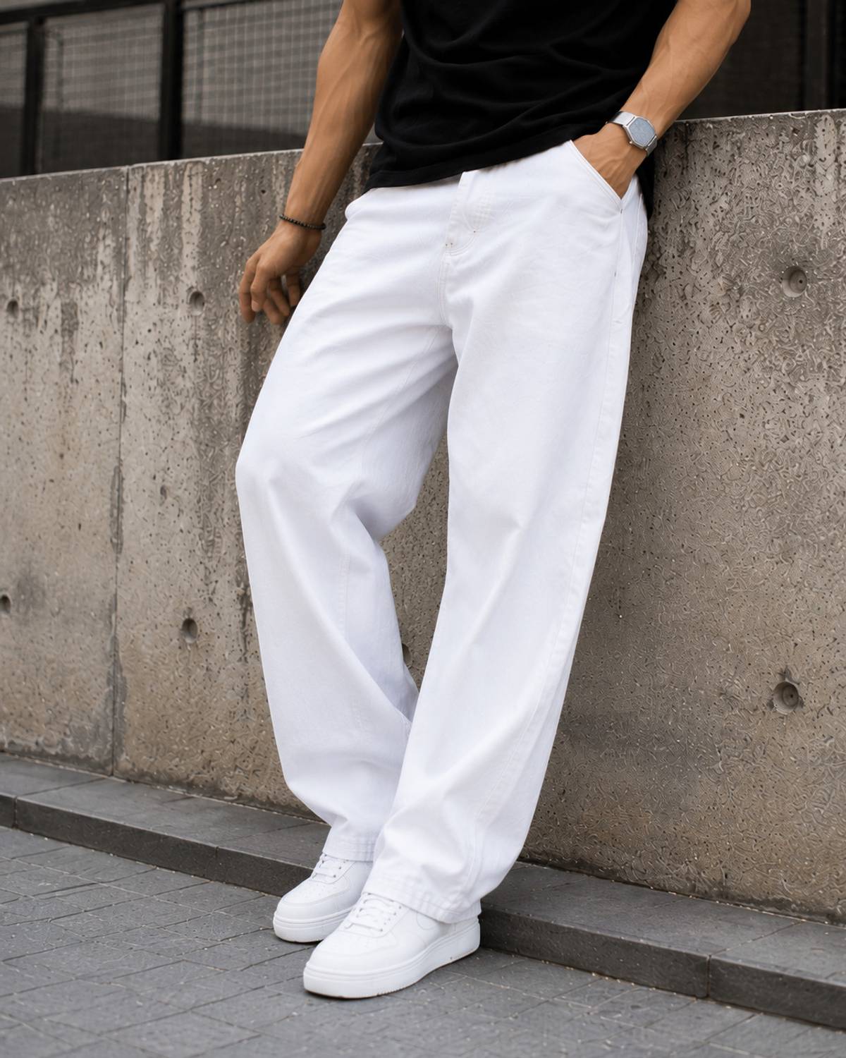 James Webb Loose Fit Men White Jeans - Image 2