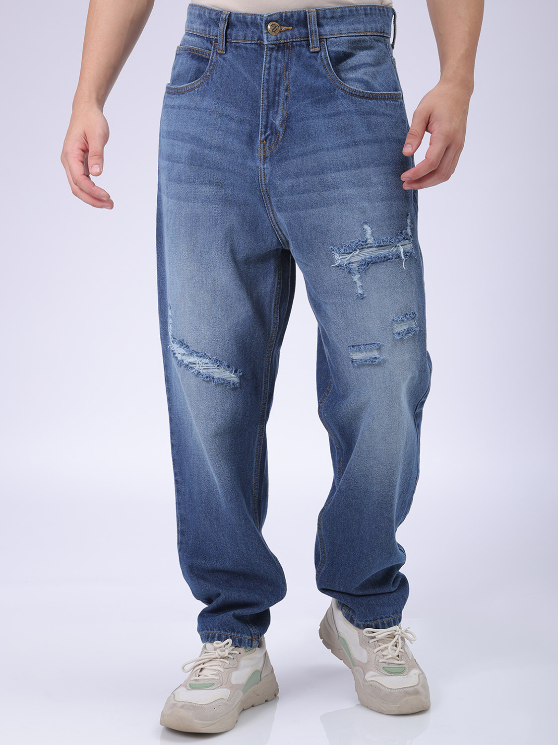Image of The Indian Garage Co. Loose Fit Men Blue Jeans