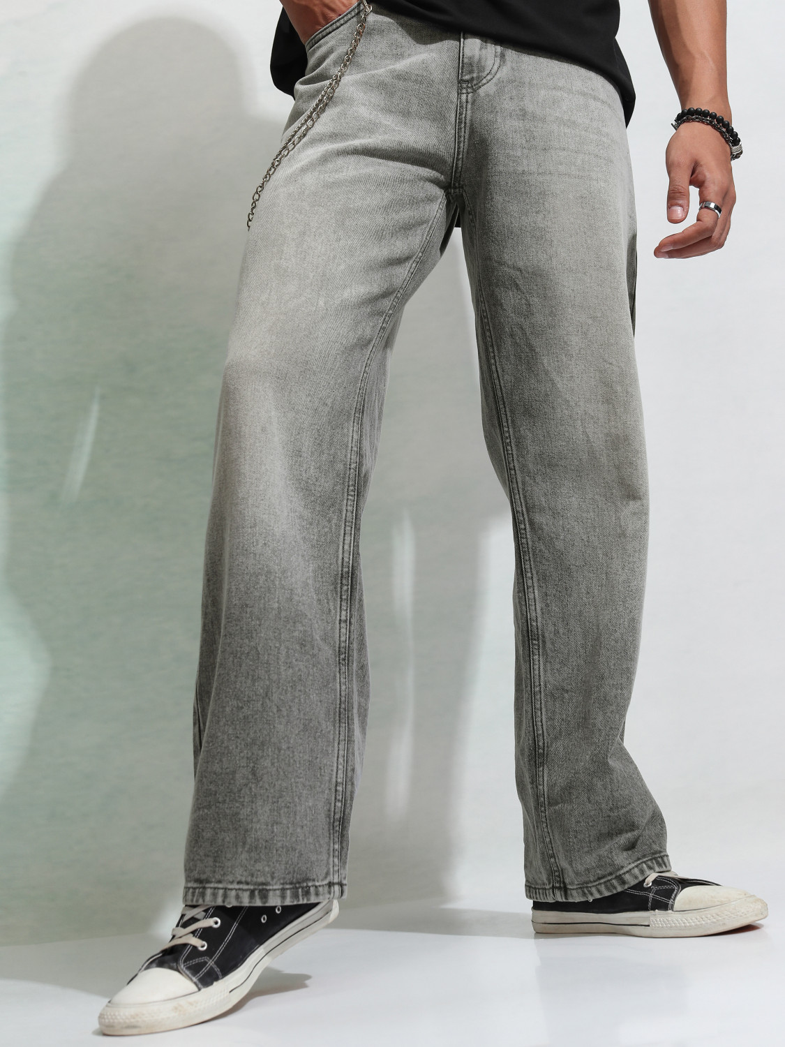 Image of HIGHLANDER Men Relaxed Fit Mid Rise Grey Jeans