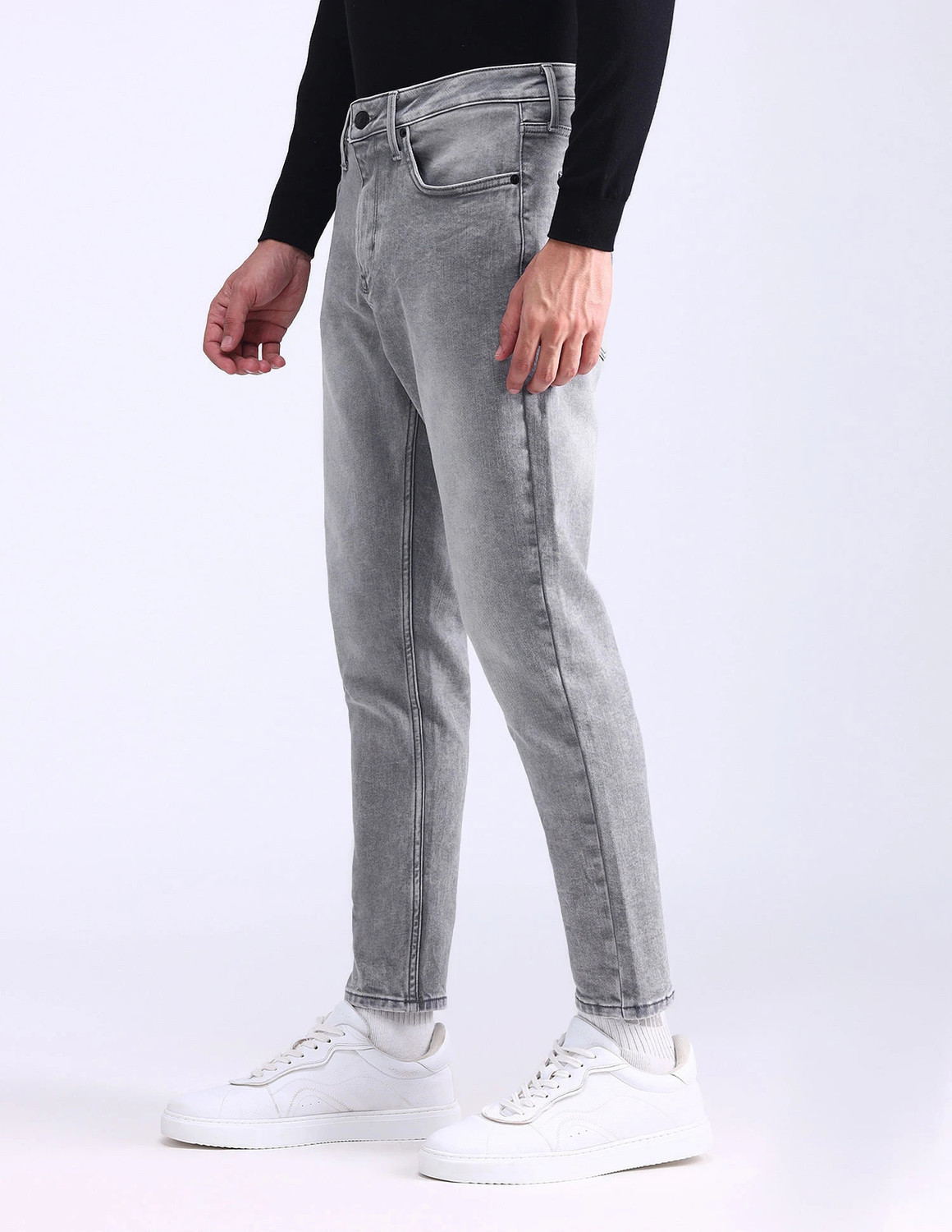 Image of FLYING MACHINE Straight Fit Men Grey Jeans