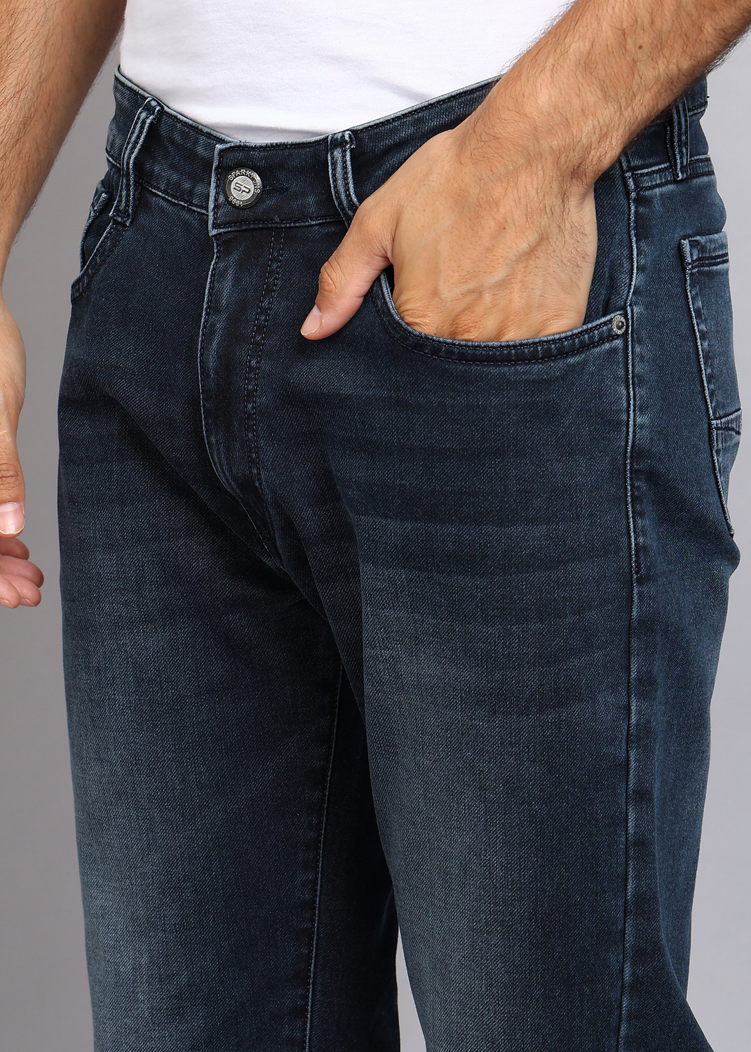 Image of SPARKY Regular Men Dark Blue Jeans