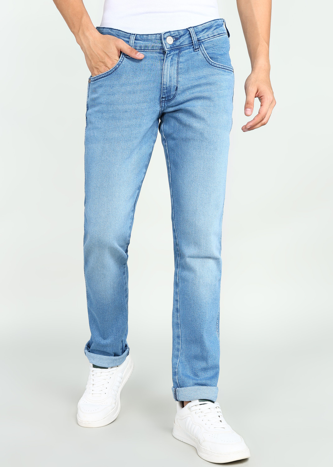 Image of Wrangler Slim Men Blue Jeans