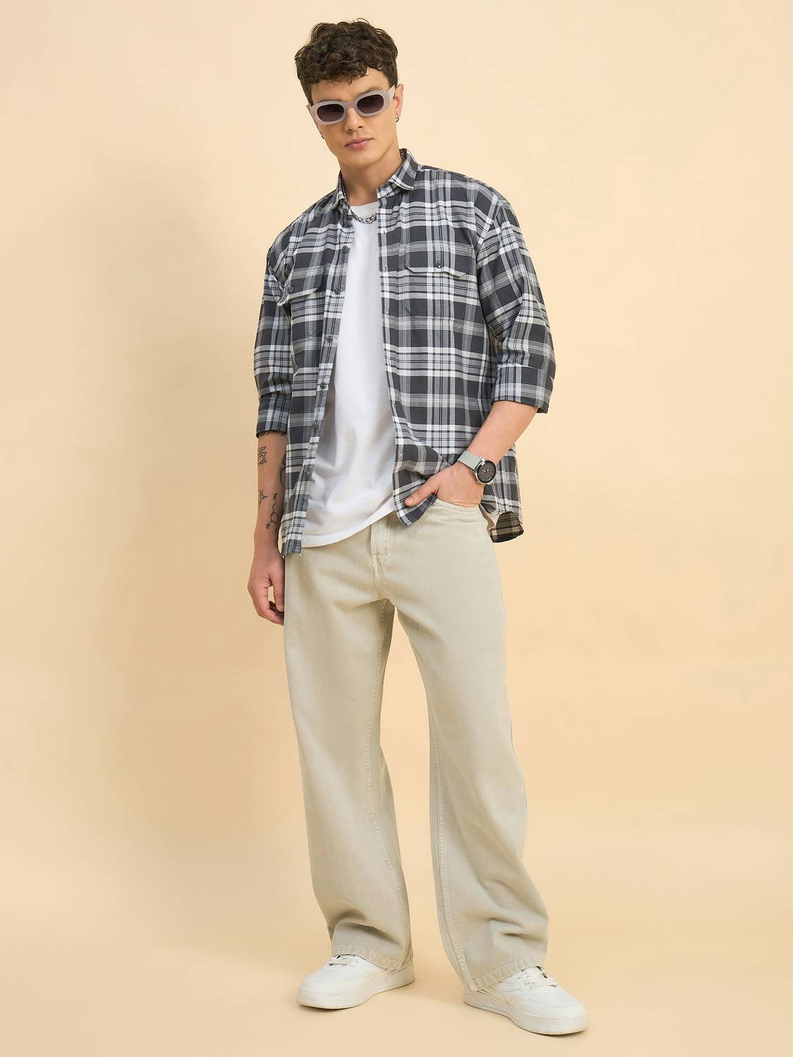 STUDIO NEXX Loose Fit Men Beige Jeans - Image 5