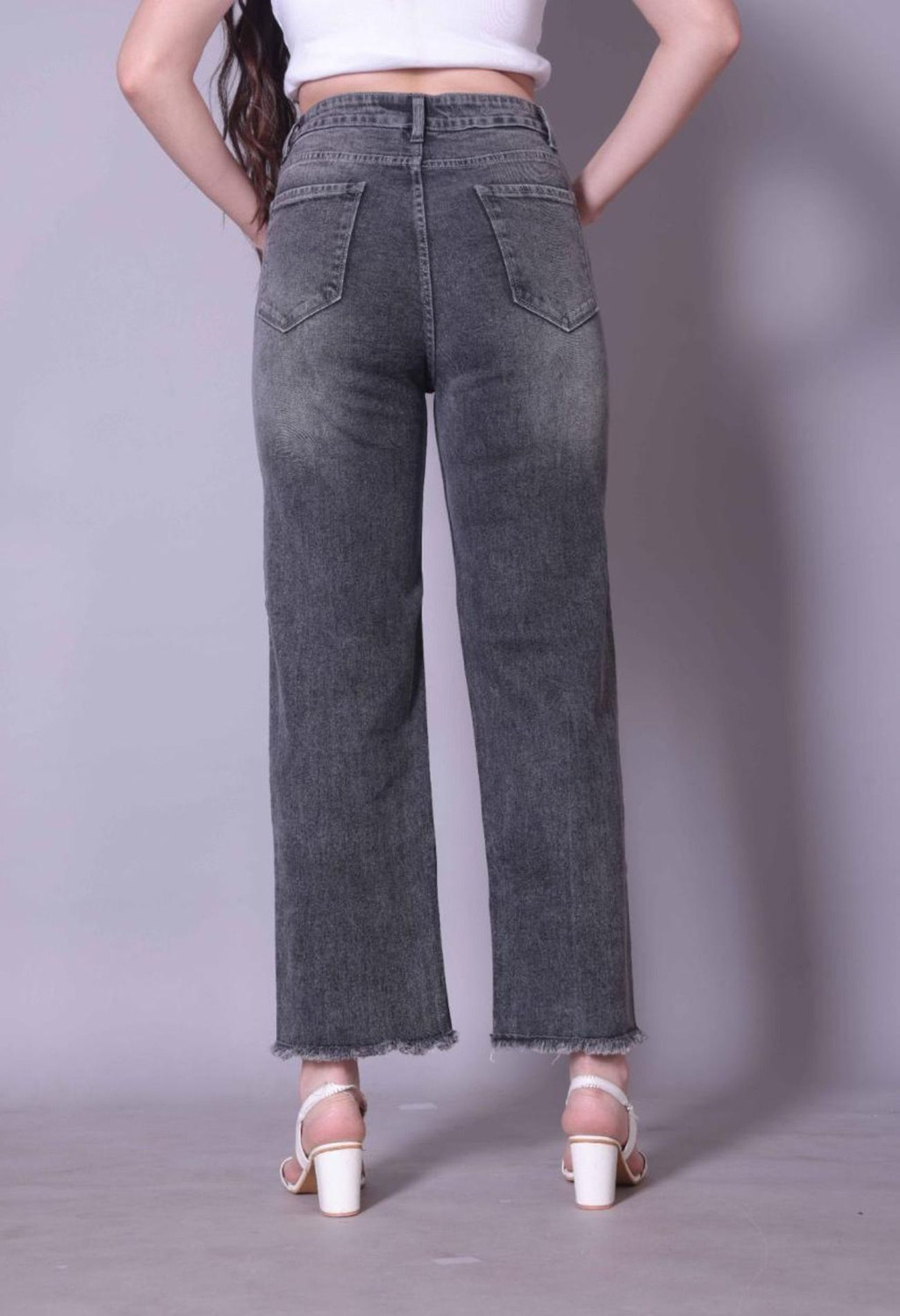 Image of Burani Straight Fit Women Grey Jeans