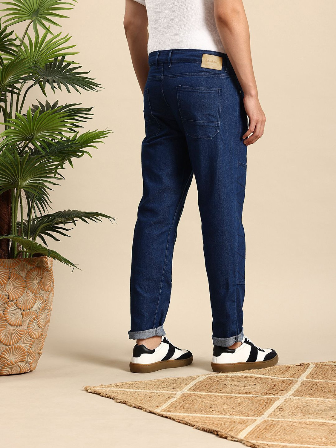 Image of Mast & Harbour Relaxed Fit Men Blue Jeans