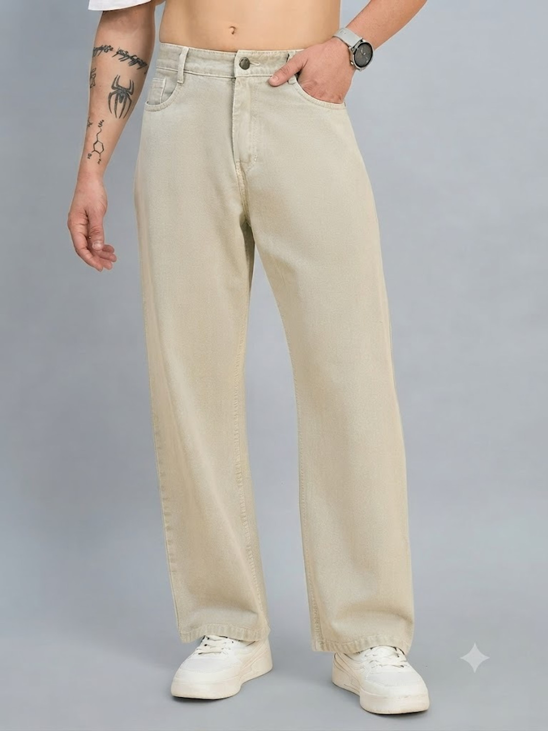 Image of Eemway Slim Men Beige Jeans