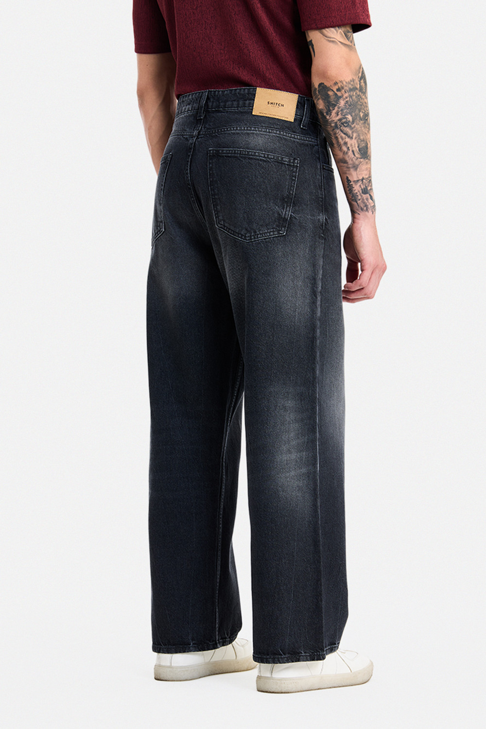 Image of Snitch Relaxed Fit Men Black Jeans