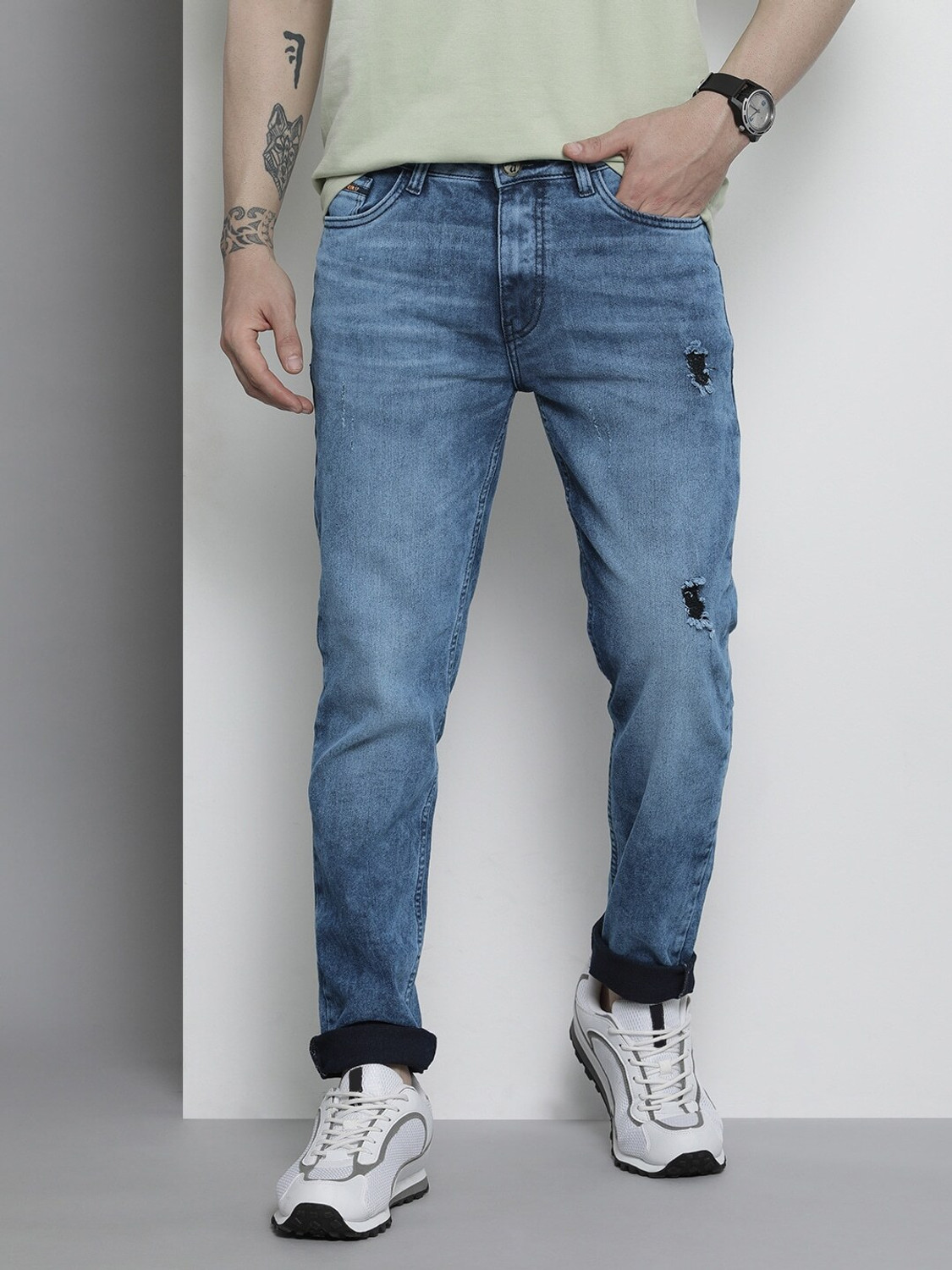 Image of The Indian Garage Co. Slim Men Dark Blue Jeans