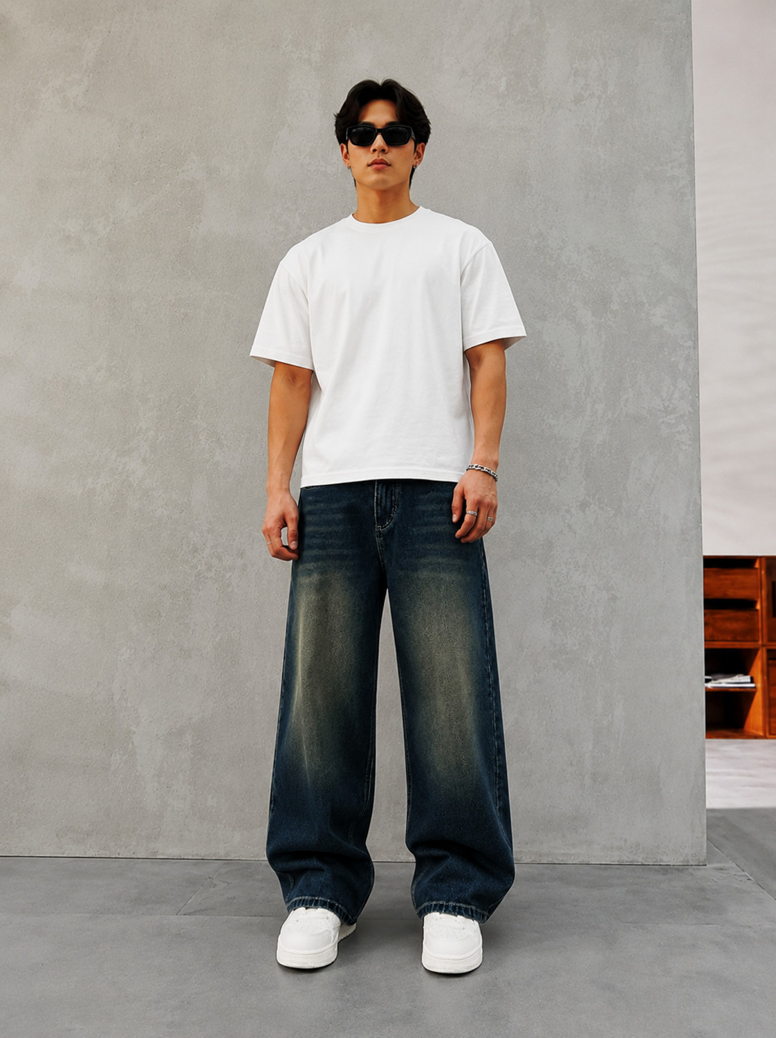 Image of DENIM LOOK Loose Fit Men Dark Blue Jeans