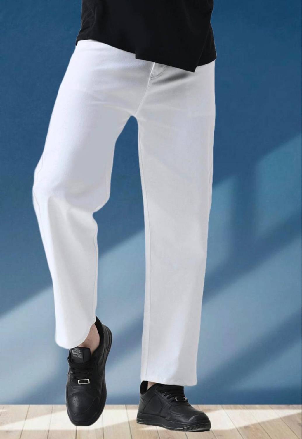 DASHING FIT Loose Fit Men White Jeans - Image 1