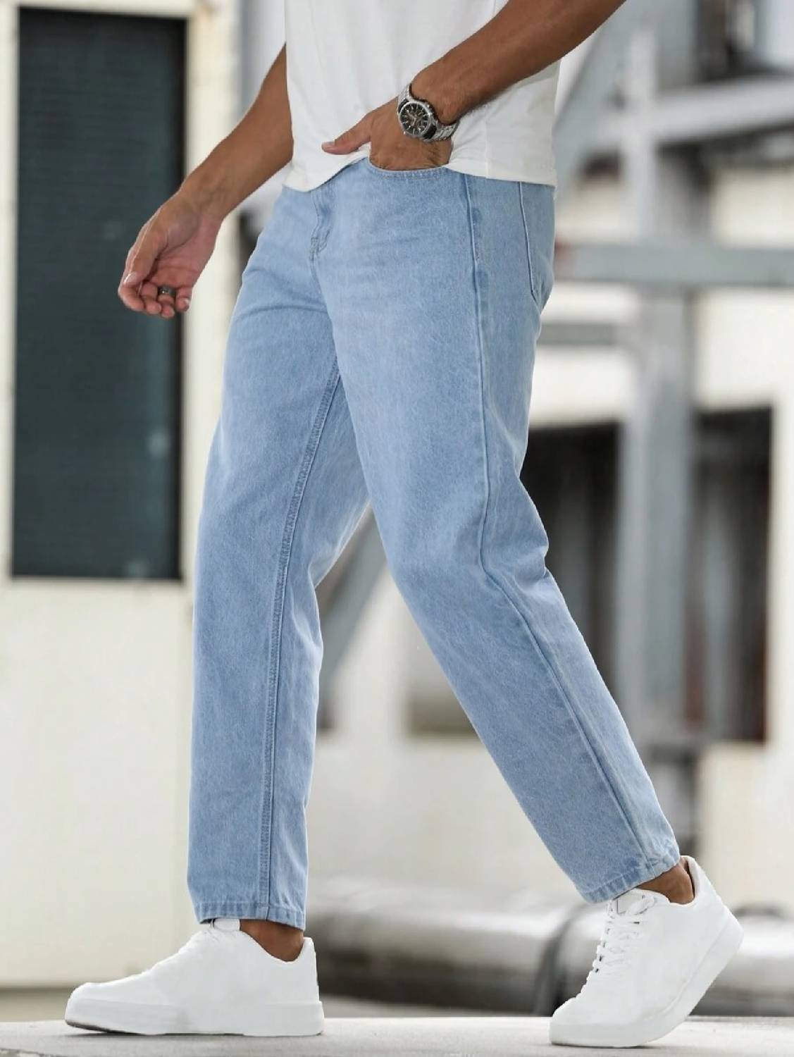 qnim Mom Fit Men Light Blue Jeans - Image 3