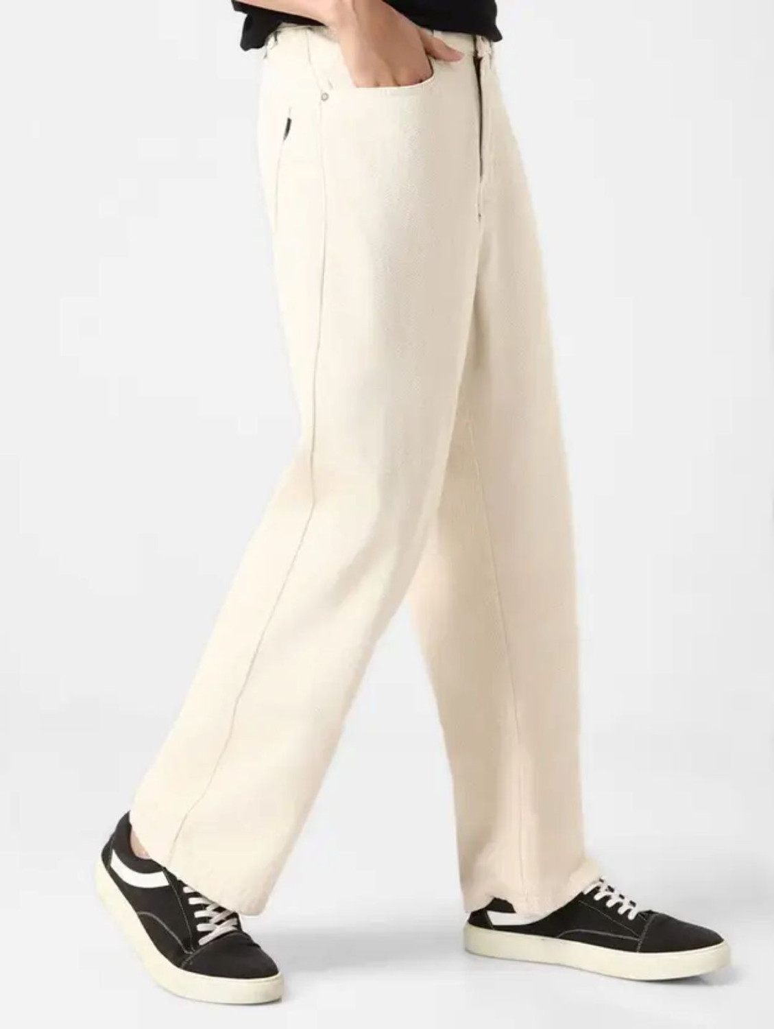 Image of Moda Rapido Loose Fit Men Beige Jeans