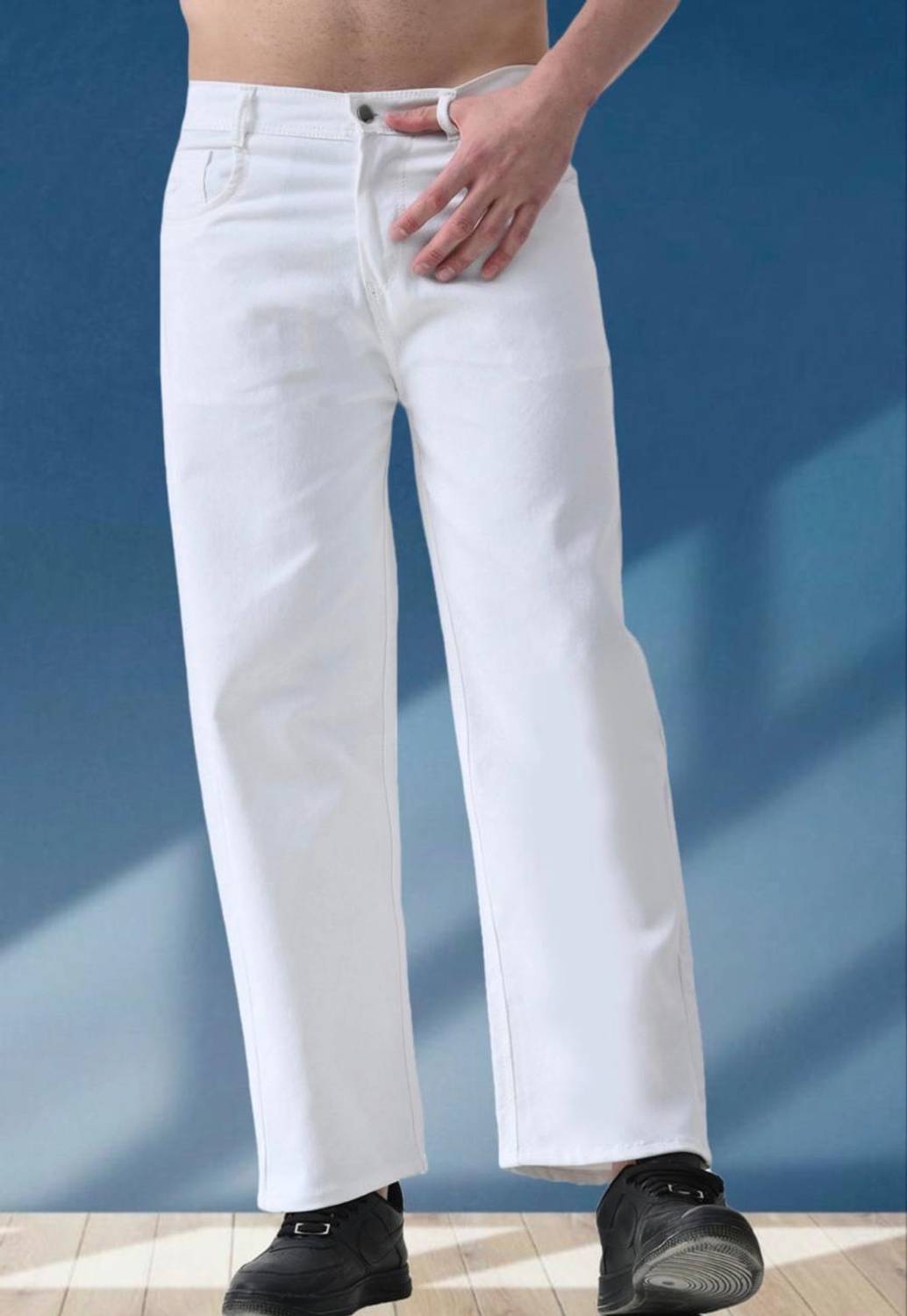 DASHING FIT Loose Fit Men White Jeans - Image 3