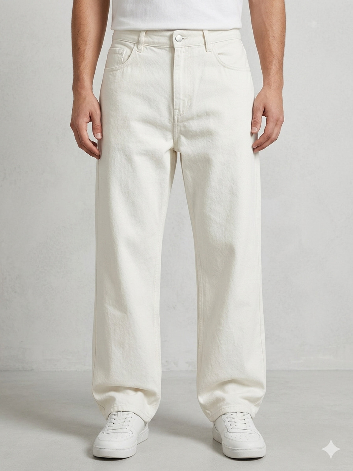 Image of Riyaz Fashion Straight Fit Men White Jeans