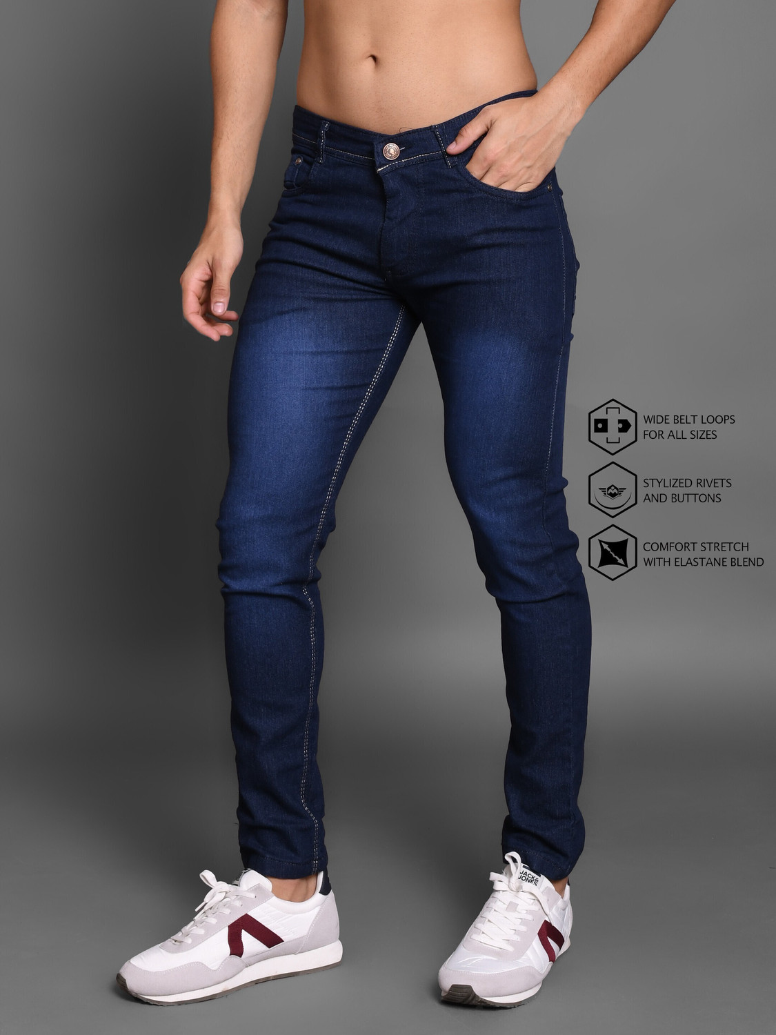 Image of Lzard Slim Men Dark Blue Jeans