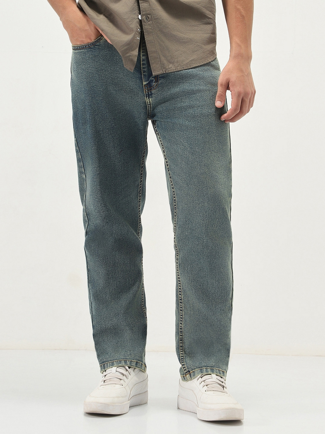 Image of Urbano Fashion Straight Fit Men Light Blue Jeans
