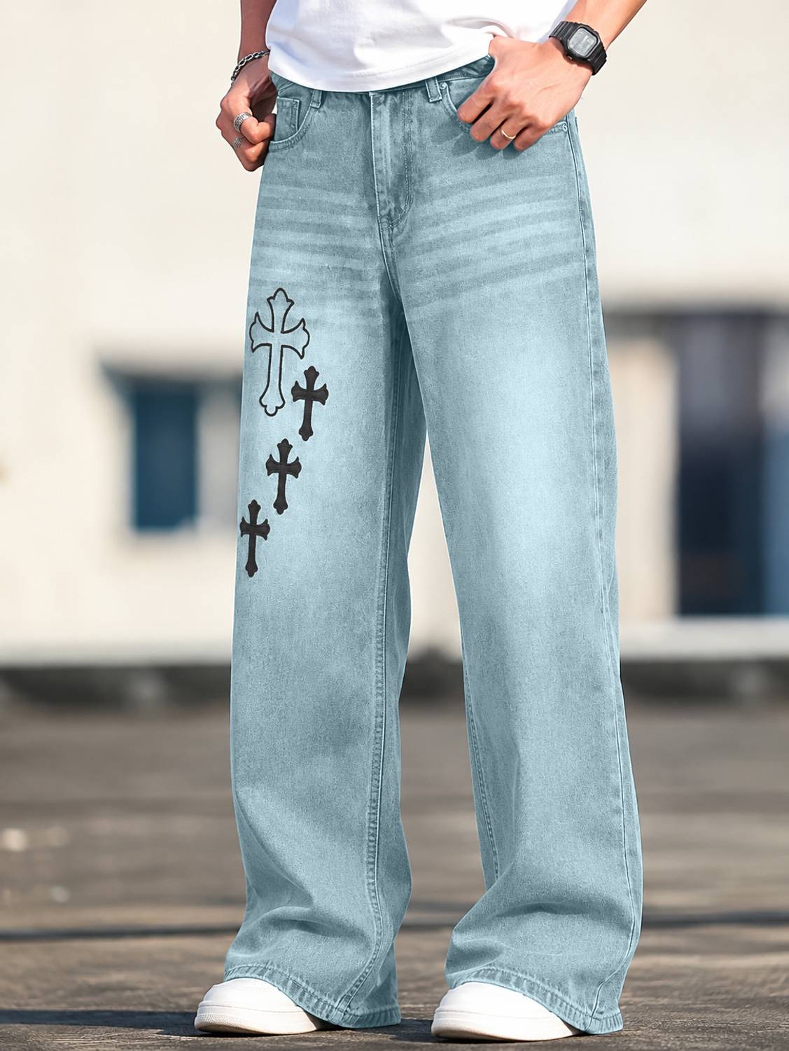 Plus91 Baggy Fit Men Blue Jeans - Image 4