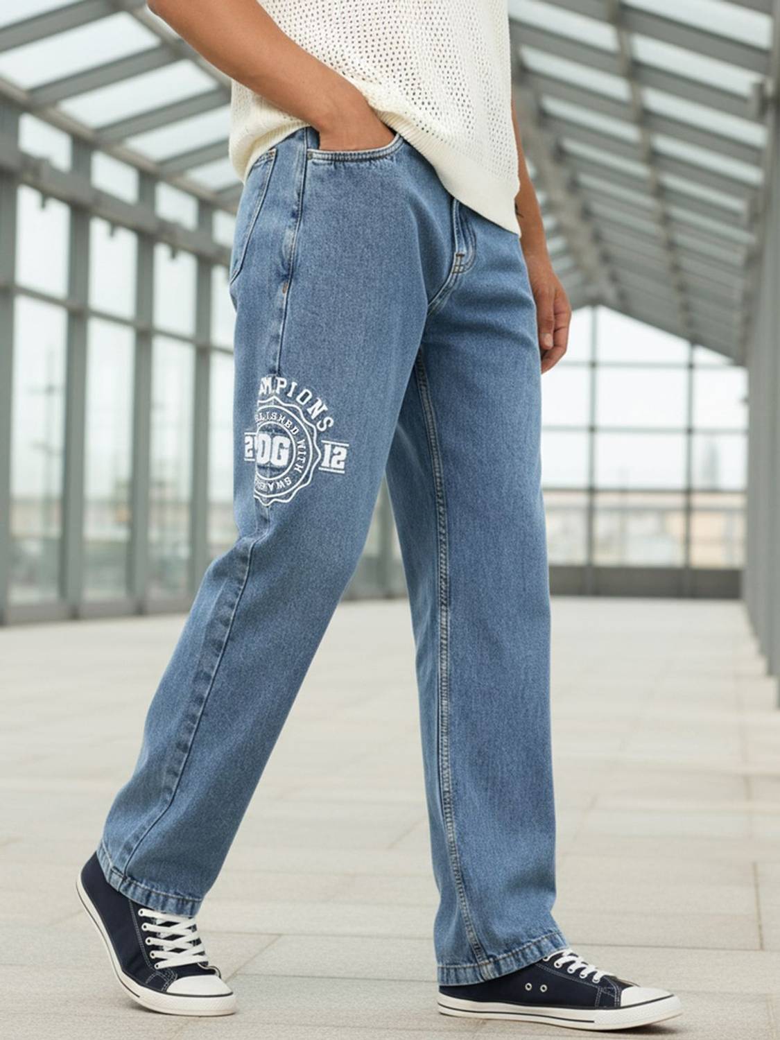 BEWAKOOF Straight Fit Men Blue Jeans - Image 1