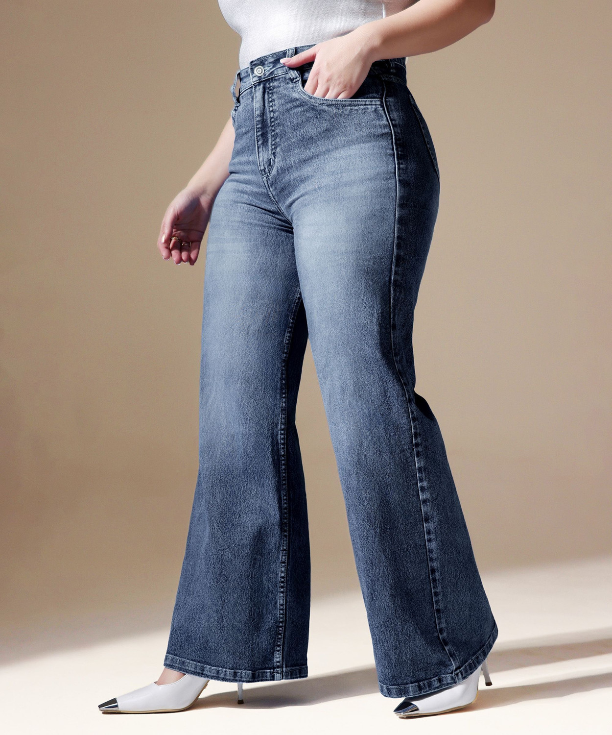 Image of Miss Chase Flared Women Blue Jeans