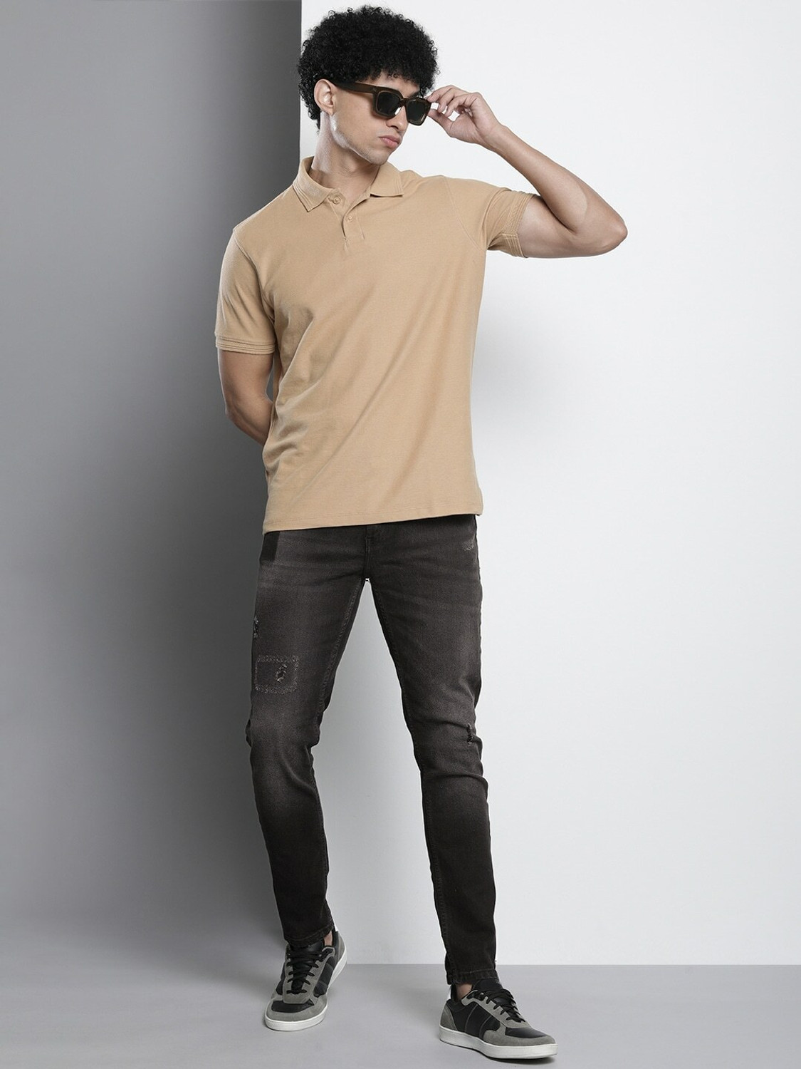 Image of The Indian Garage Co. Slim Men Black Jeans
