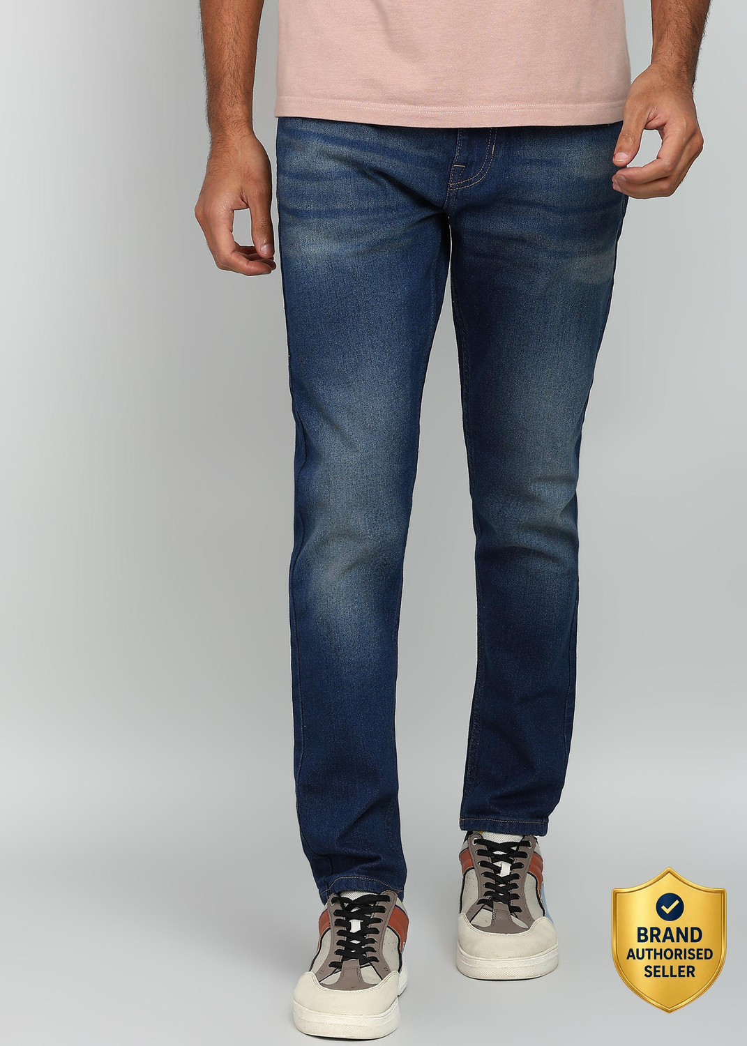 Image of FLYING MACHINE Slim Men Dark Blue Jeans