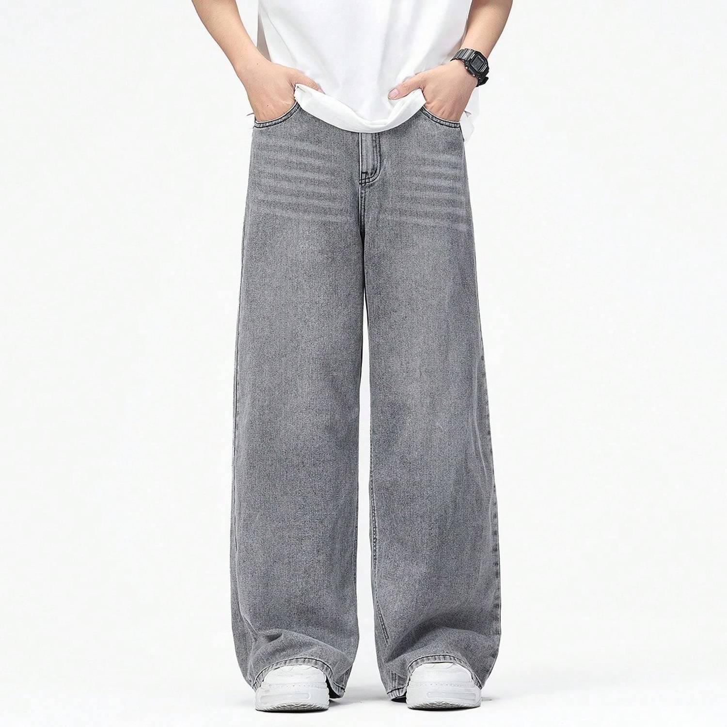 YAMEET Straight Fit Men Grey Jeans