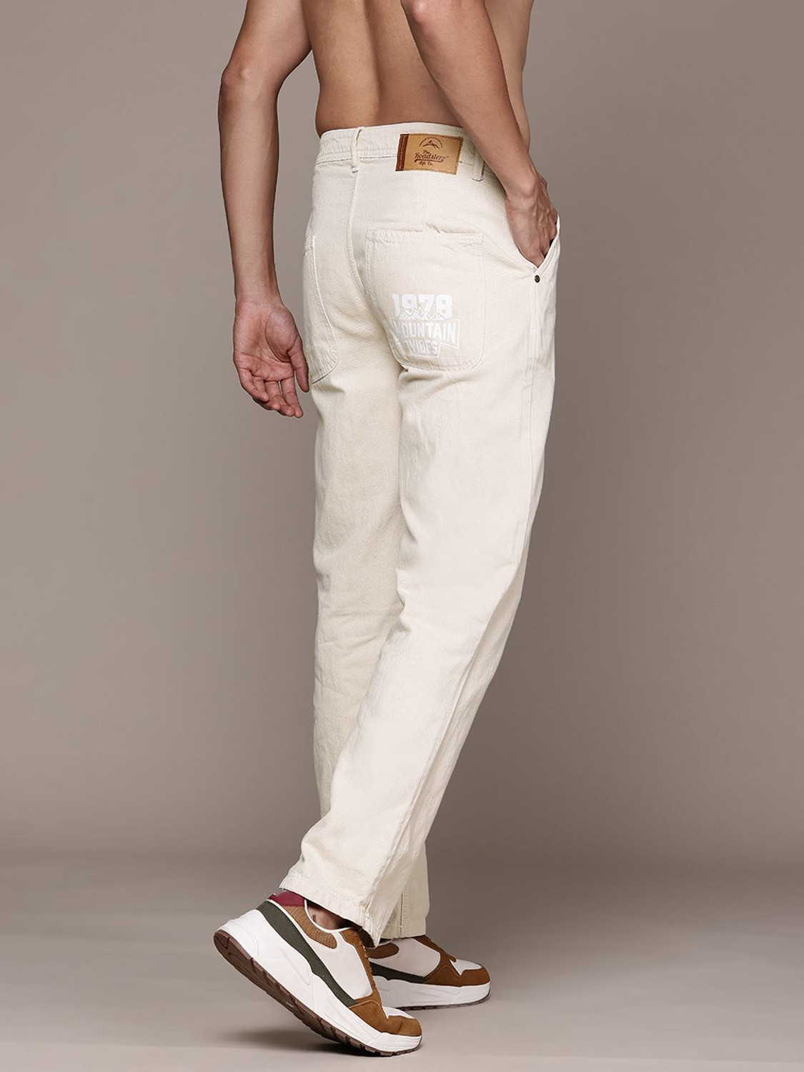 Image of Roadster Straight Fit Men White Jeans