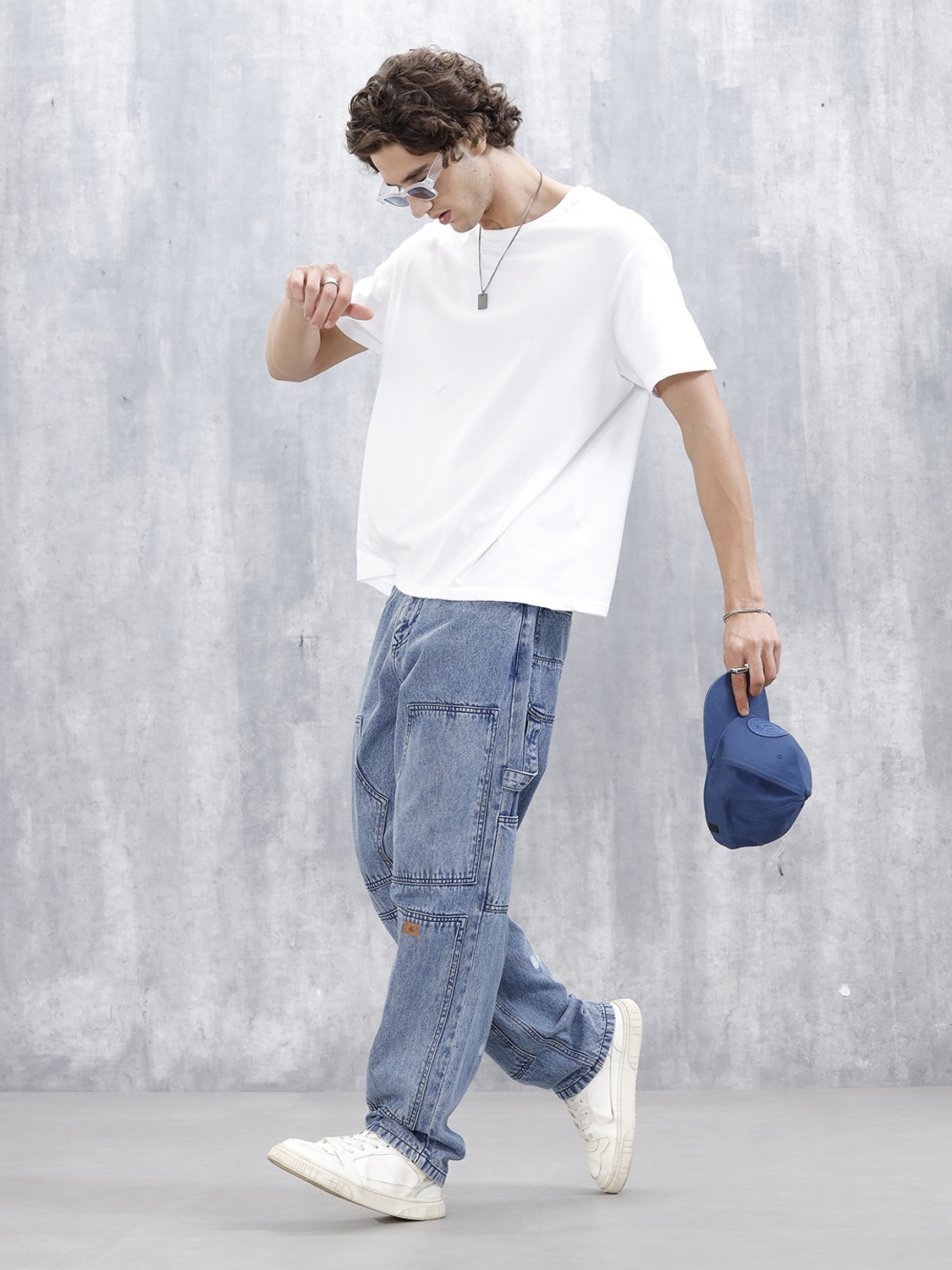 Image of WROGN Loose Fit Men Blue Jeans