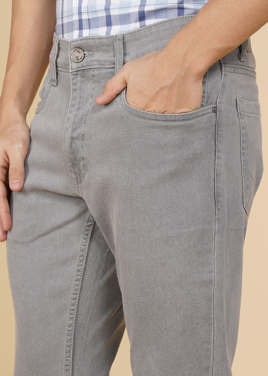 Image of WROGN Men Slim Mid Rise Dark Grey Jeans