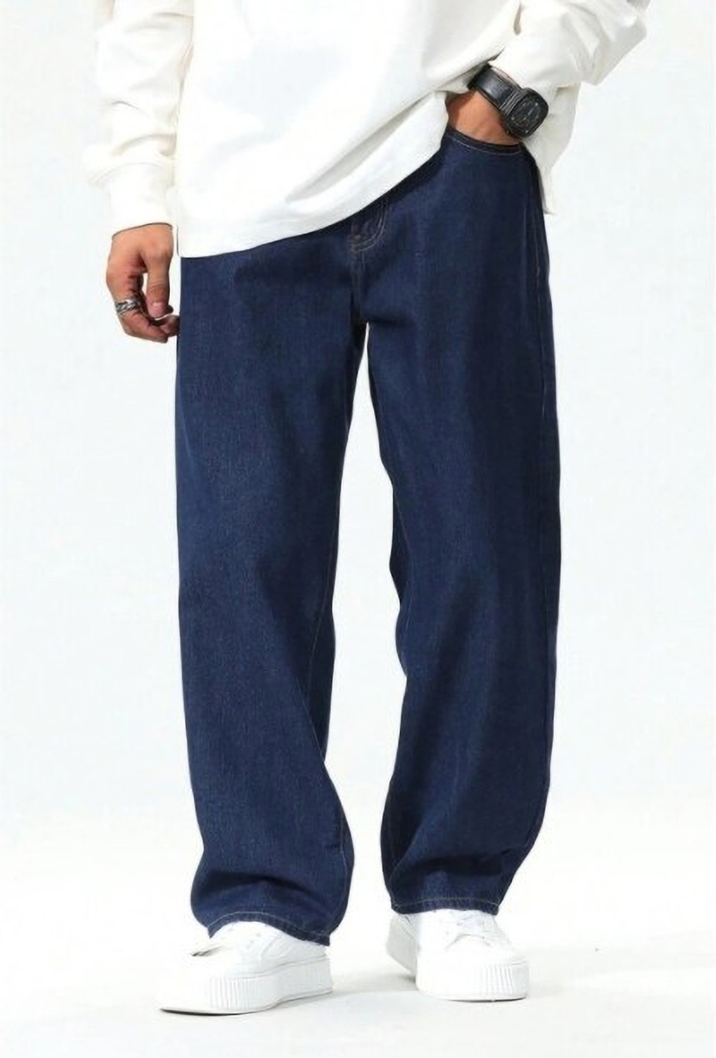 Image of PODGE Loose Fit Men Dark Blue Jeans