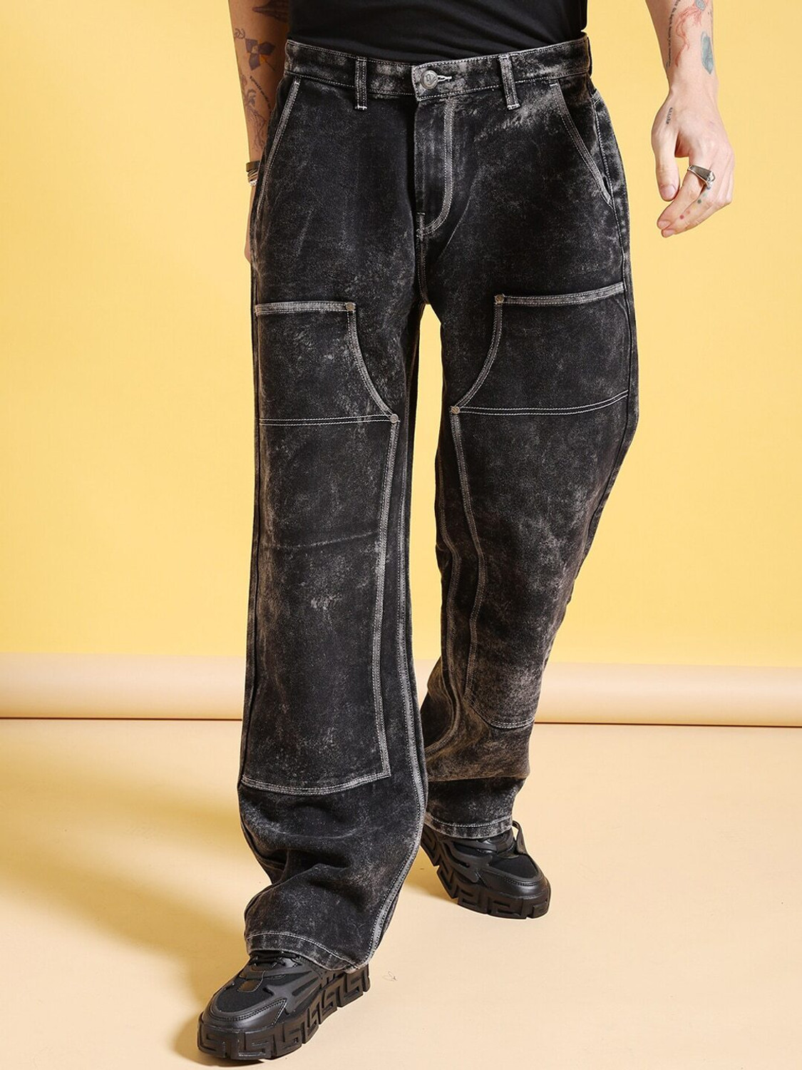 Image of The Indian Garage Co. Regular Men Black Jeans