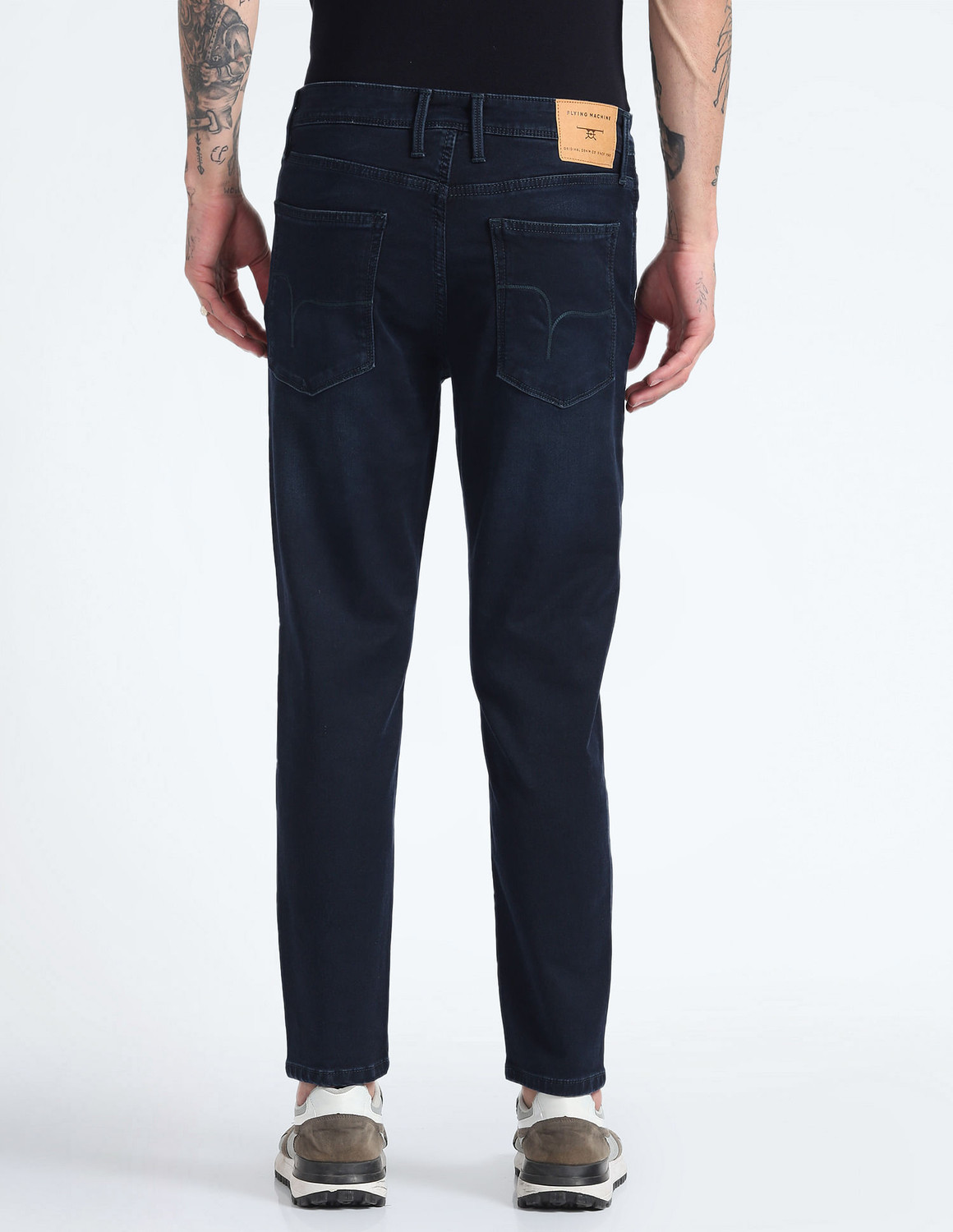 Image of FLYING MACHINE Tapered Fit Men Dark Blue Jeans
