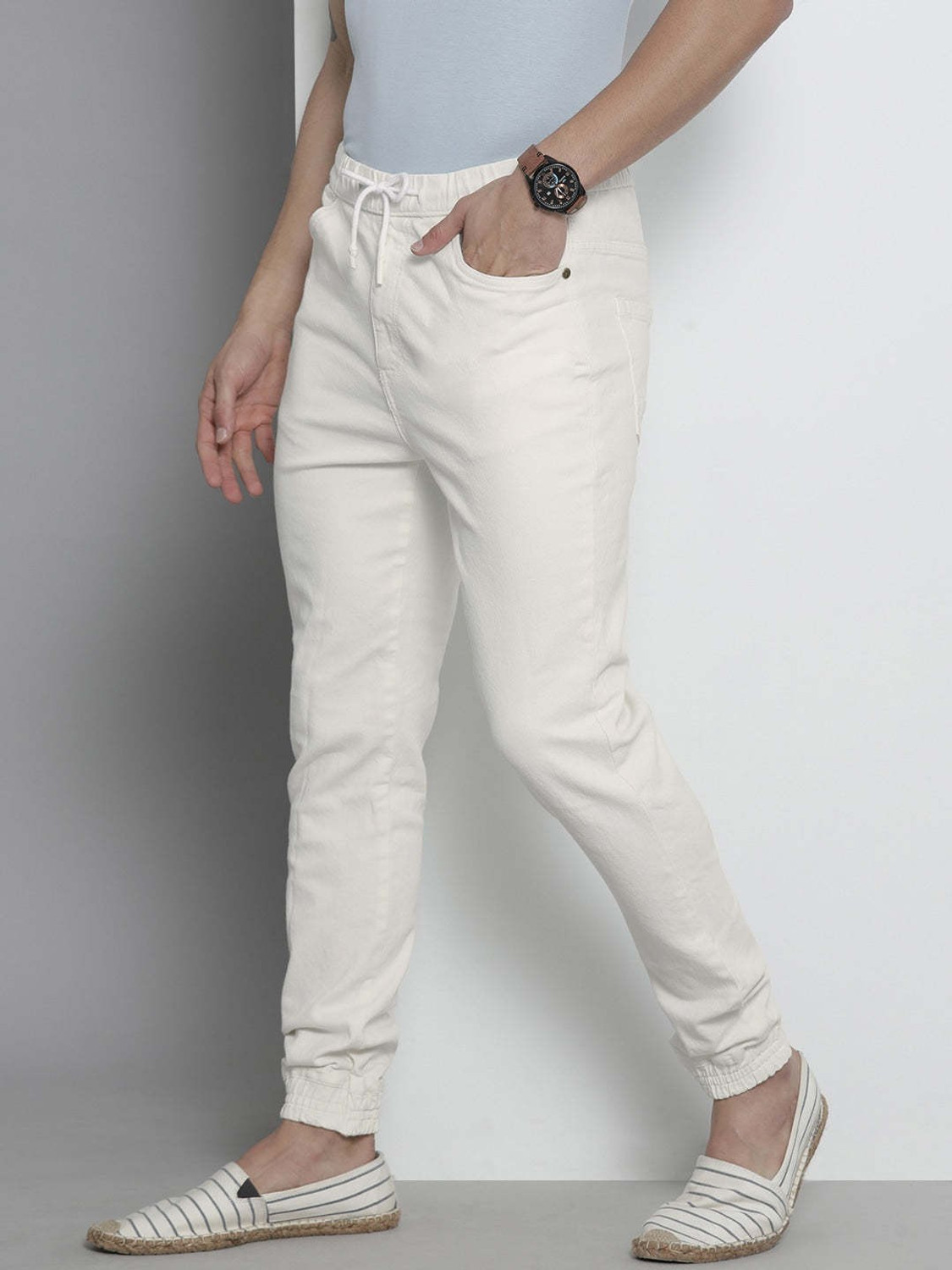 Image of The Indian Garage Co. Men White Jeans