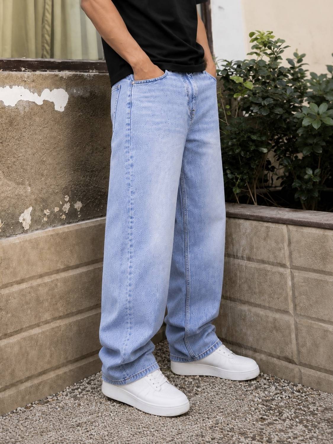 M Q Straight Fit Men Light Blue Jeans - Image 3