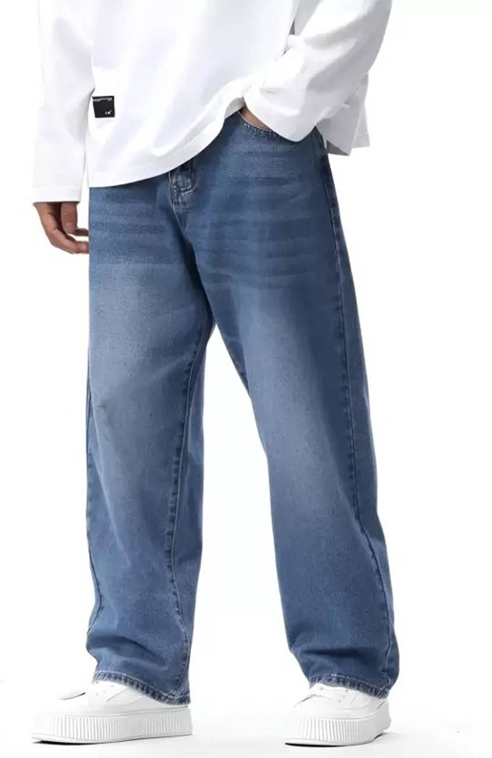 DENIM FIT Loose Fit Men Light Blue Jeans - Image 4