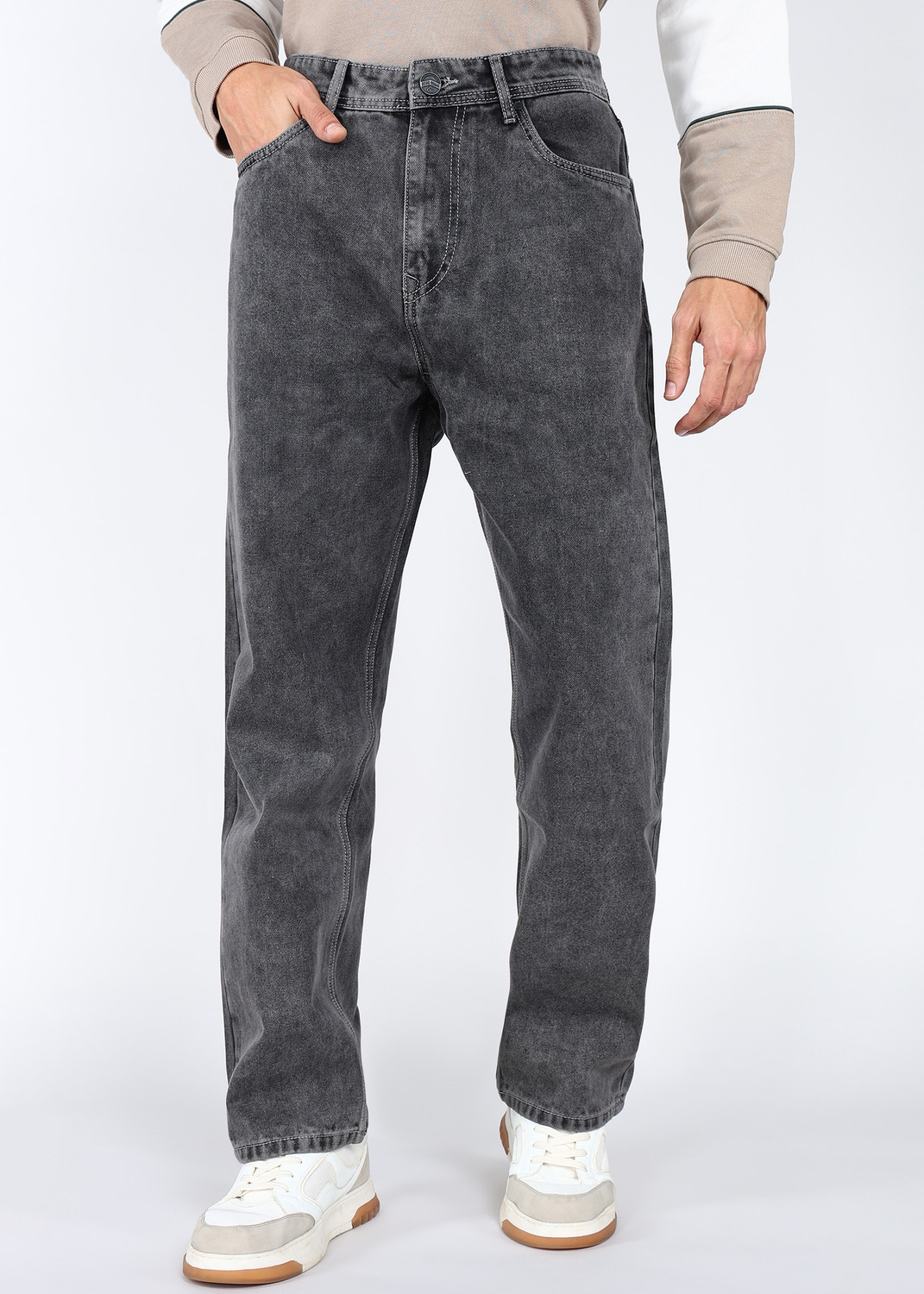 Image of BEING HUMAN Loose Fit Men Grey Jeans