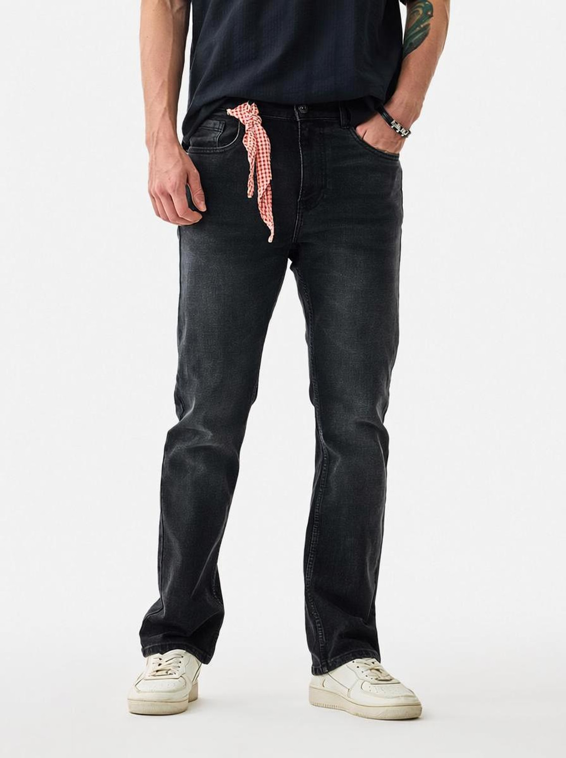 Image of Snitch Straight Fit Men Dark Grey Jeans