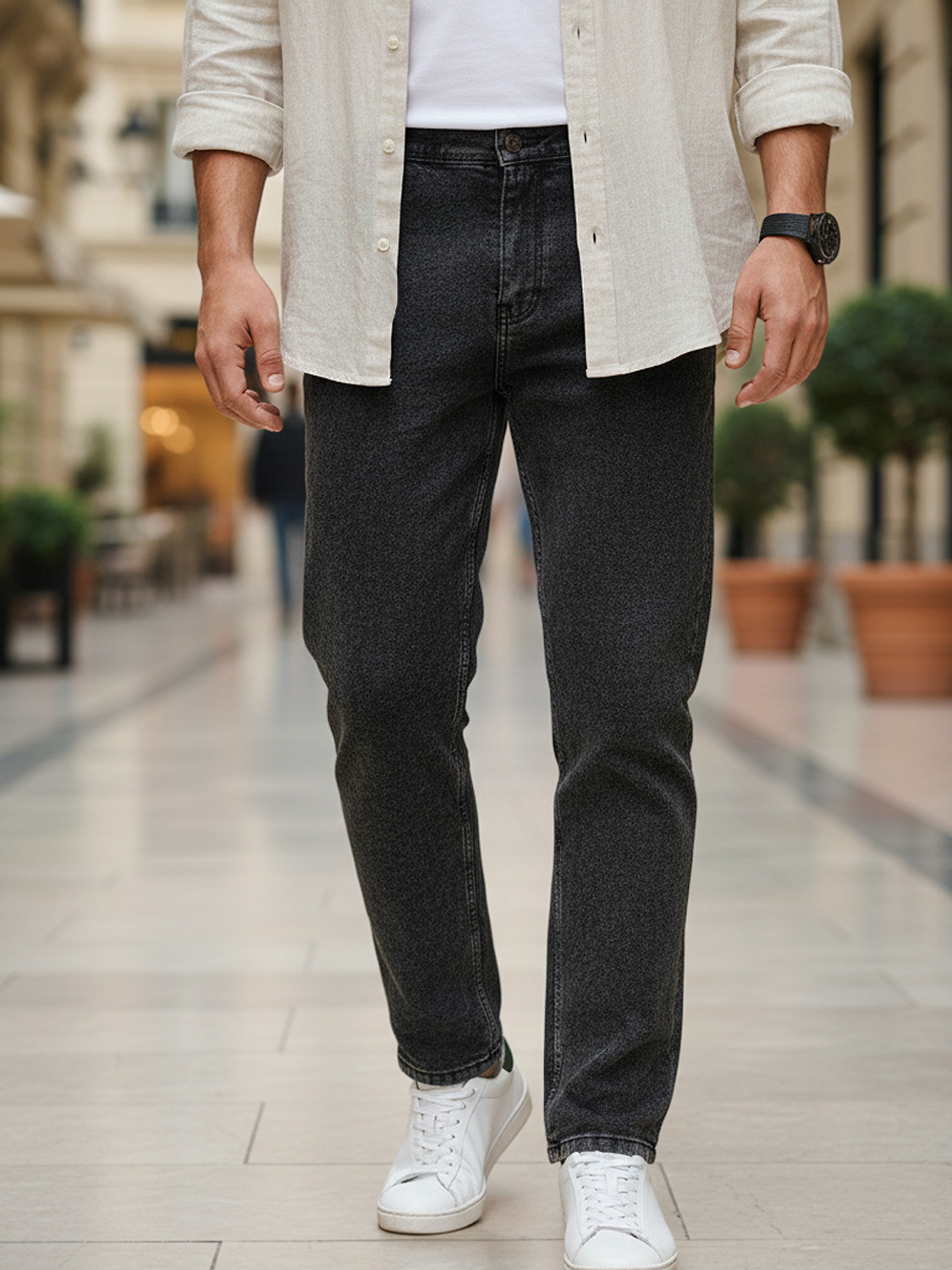Image of Urbano Fashion Regular Men Black Jeans